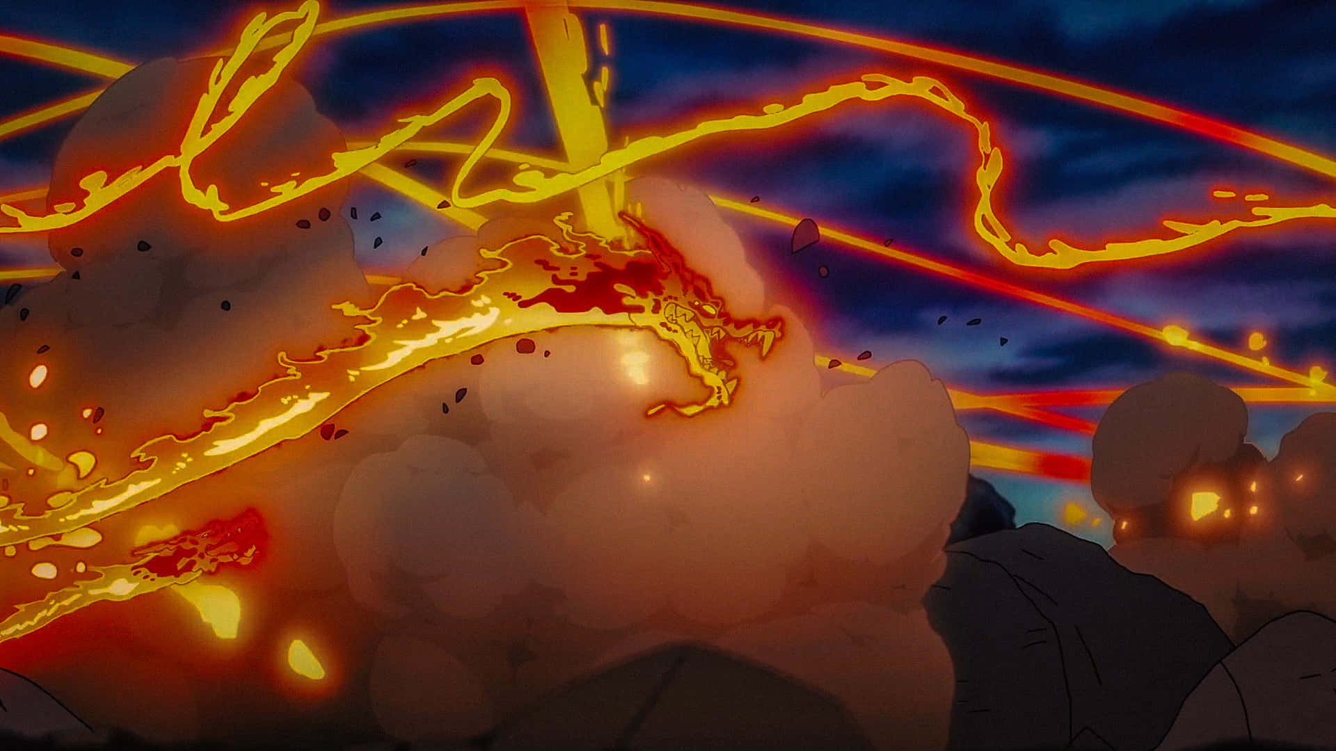 dragon slayer, fiery dragon, glowing orange energy, Full HD Desktop Wallpaper