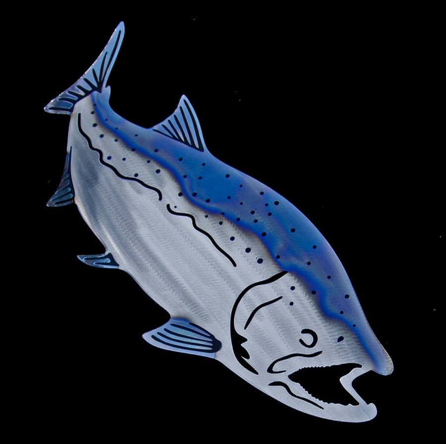 King Salmon, blue and silver salmon, black spots, SD Desktop Wallpaper