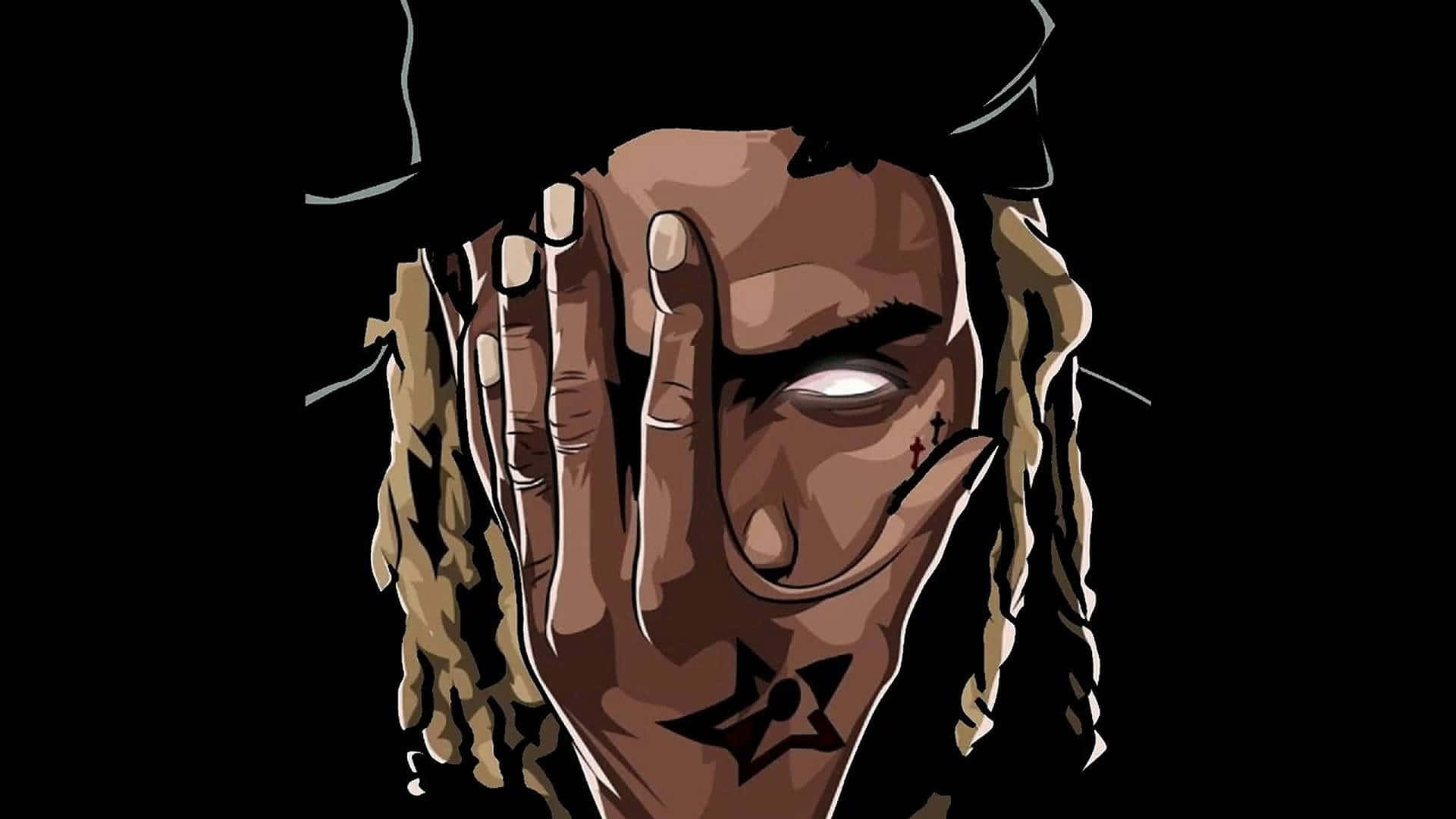 King Von, dreadlocks, hand cover face, Full HD Desktop Wallpaper
