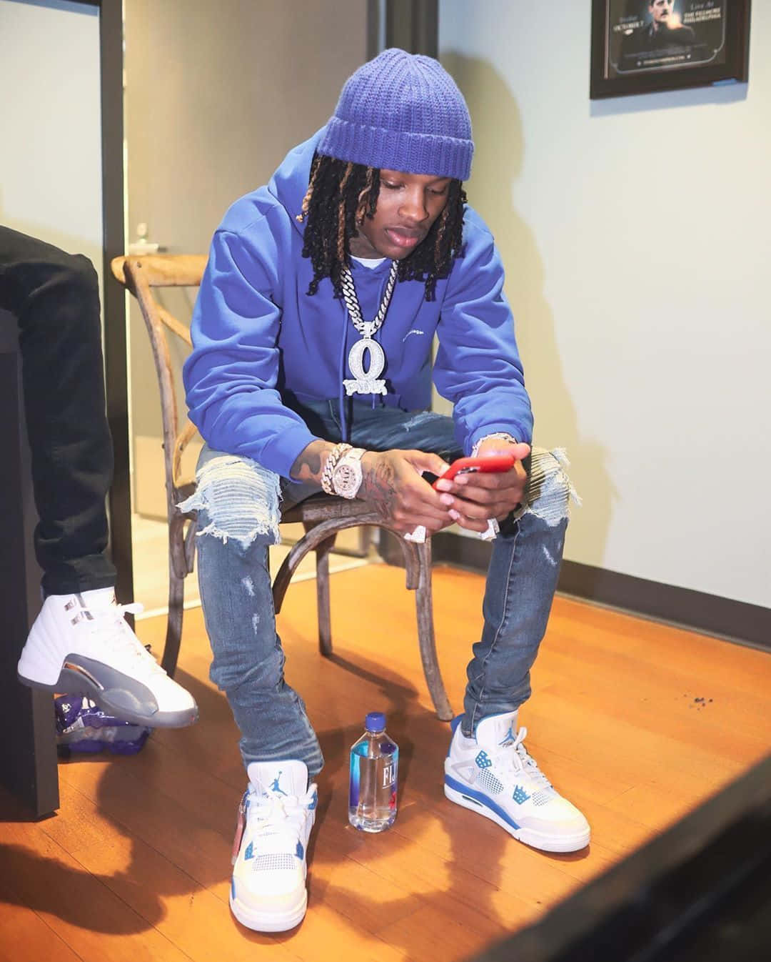 King Von, blue beanie, matching hoodie, HD Phone Wallpaper