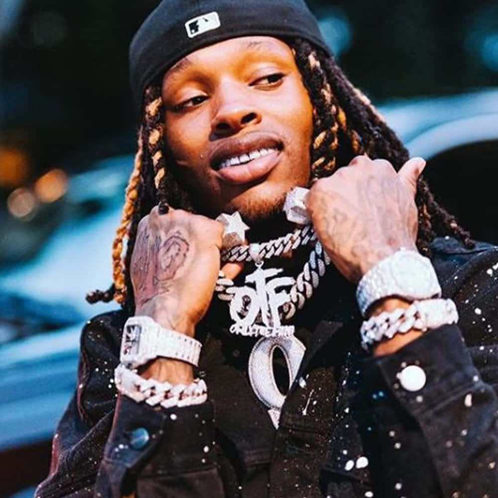 King Von, iced out jewelry, black cap, SD Desktop Wallpaper