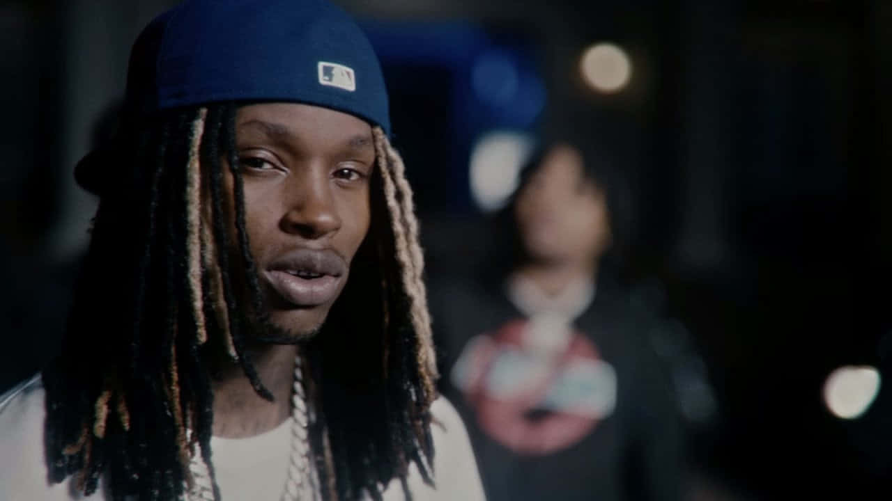 King Von, dreadlocks, blue baseball cap, HD Desktop Wallpaper