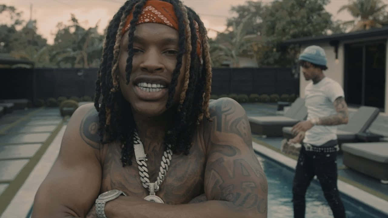 King Von, poolside, muscular man, HD Desktop Wallpaper
