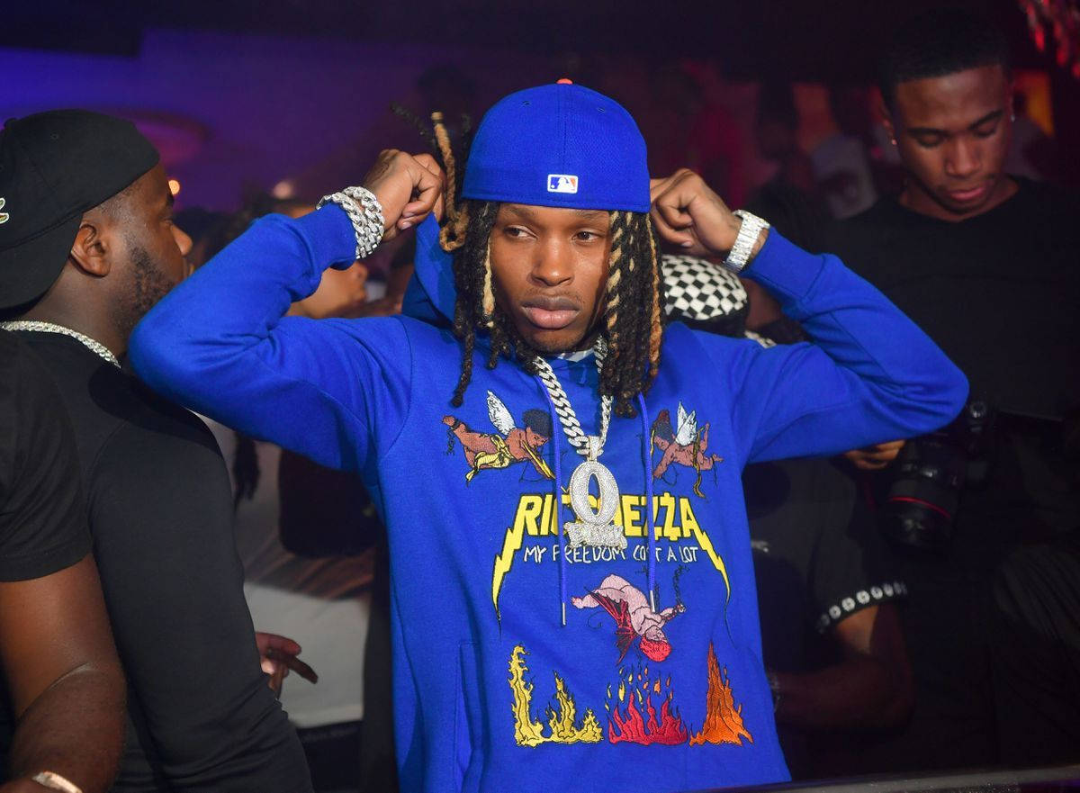 King Von, blue hat, blue hoodie, SD Desktop Wallpaper
