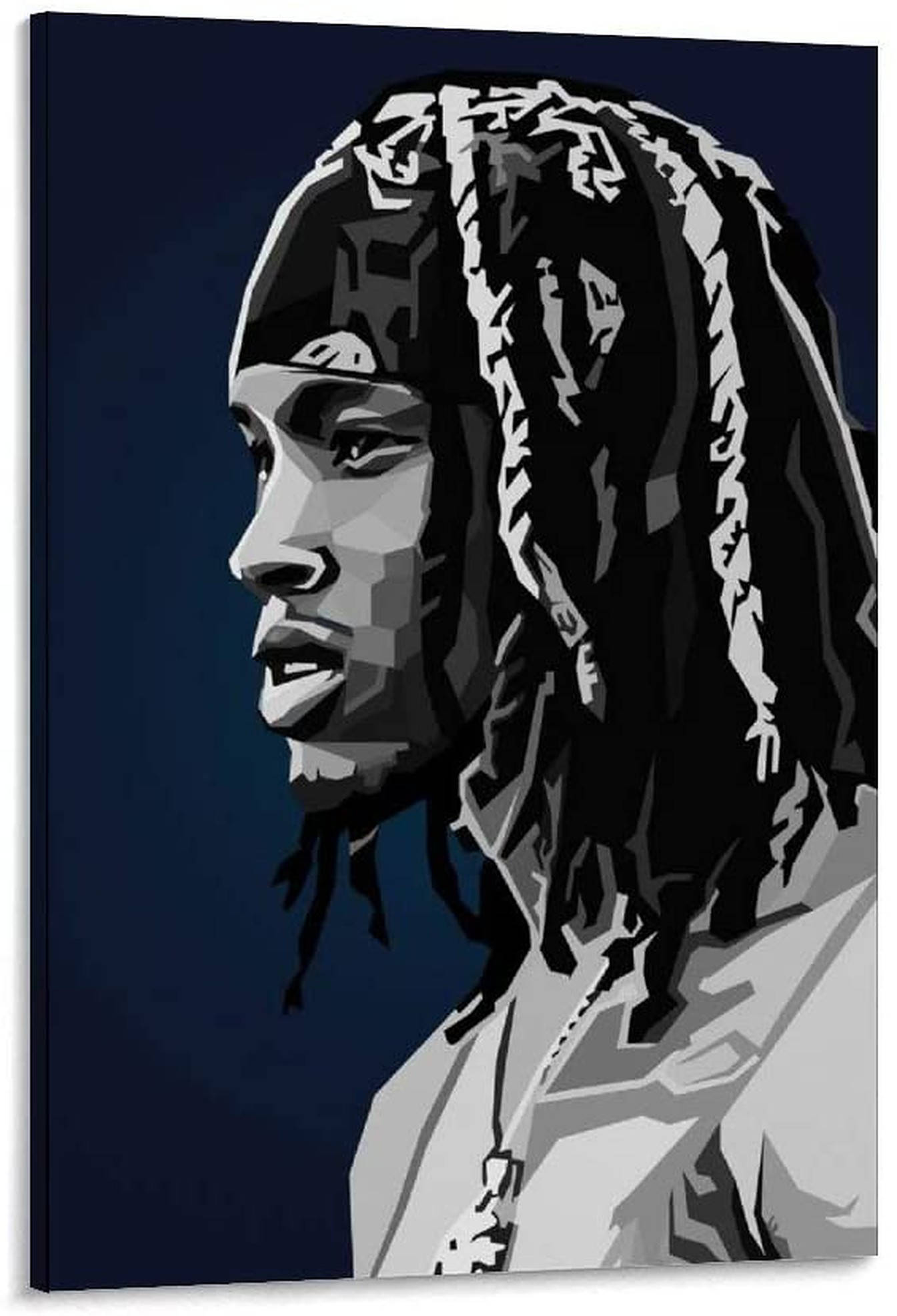 King Von, dreadlocks, monochrome graphic style, Full HD Phone Wallpaper