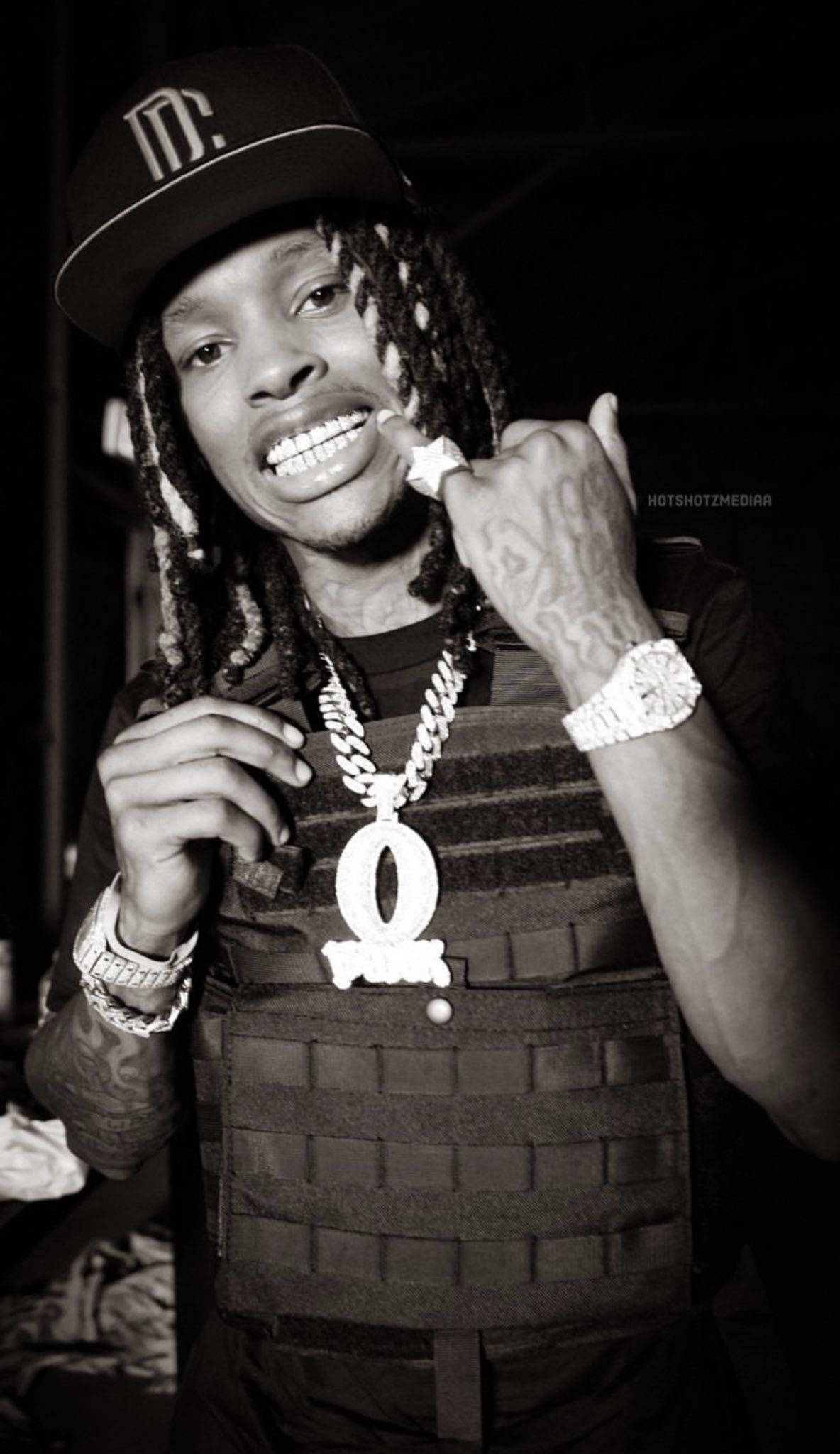 King Von, dreadlocks, tactical vest, Full HD Phone Wallpaper