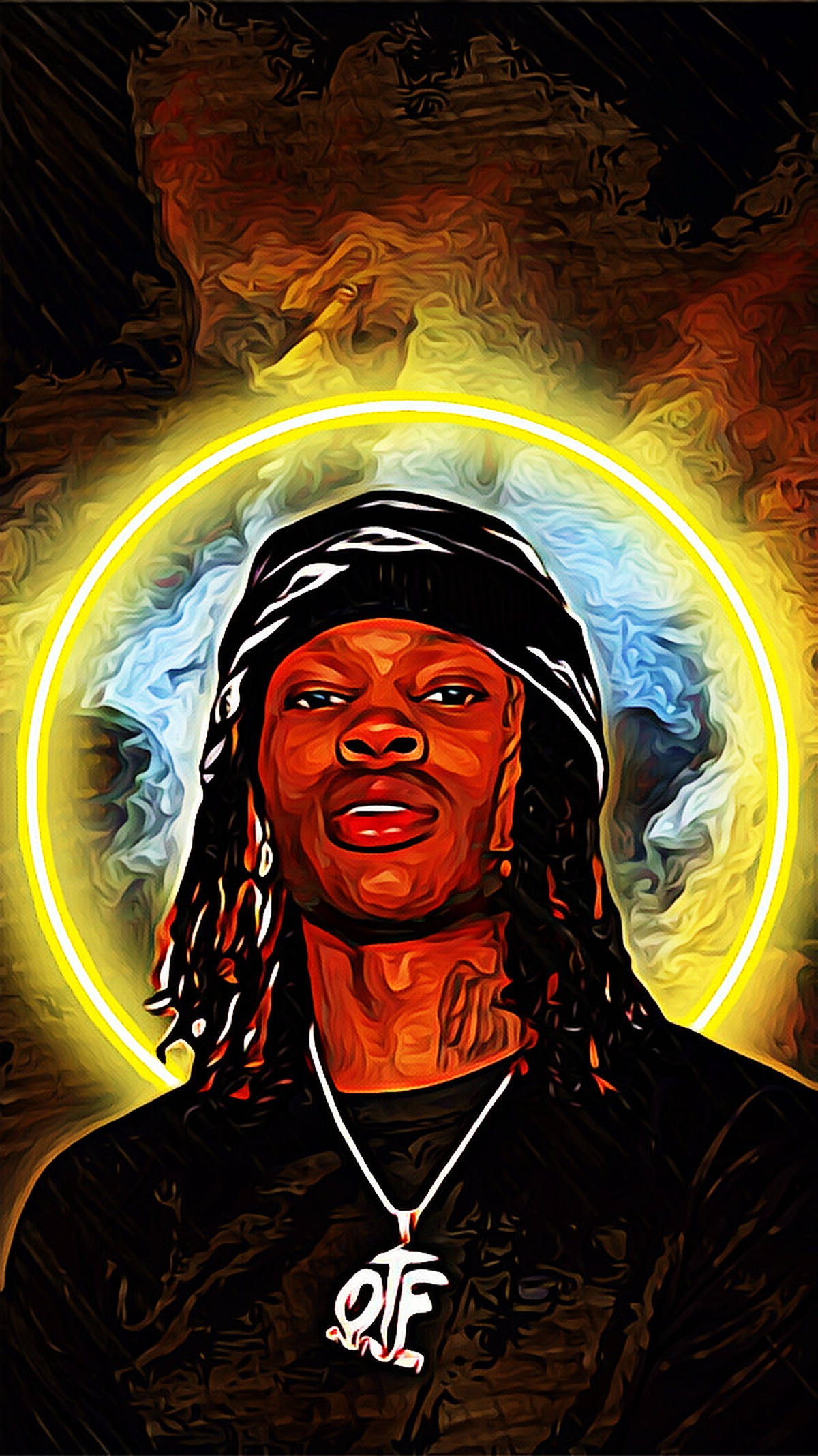 King Von, gold halo, dreadlocks, Full HD Phone Wallpaper