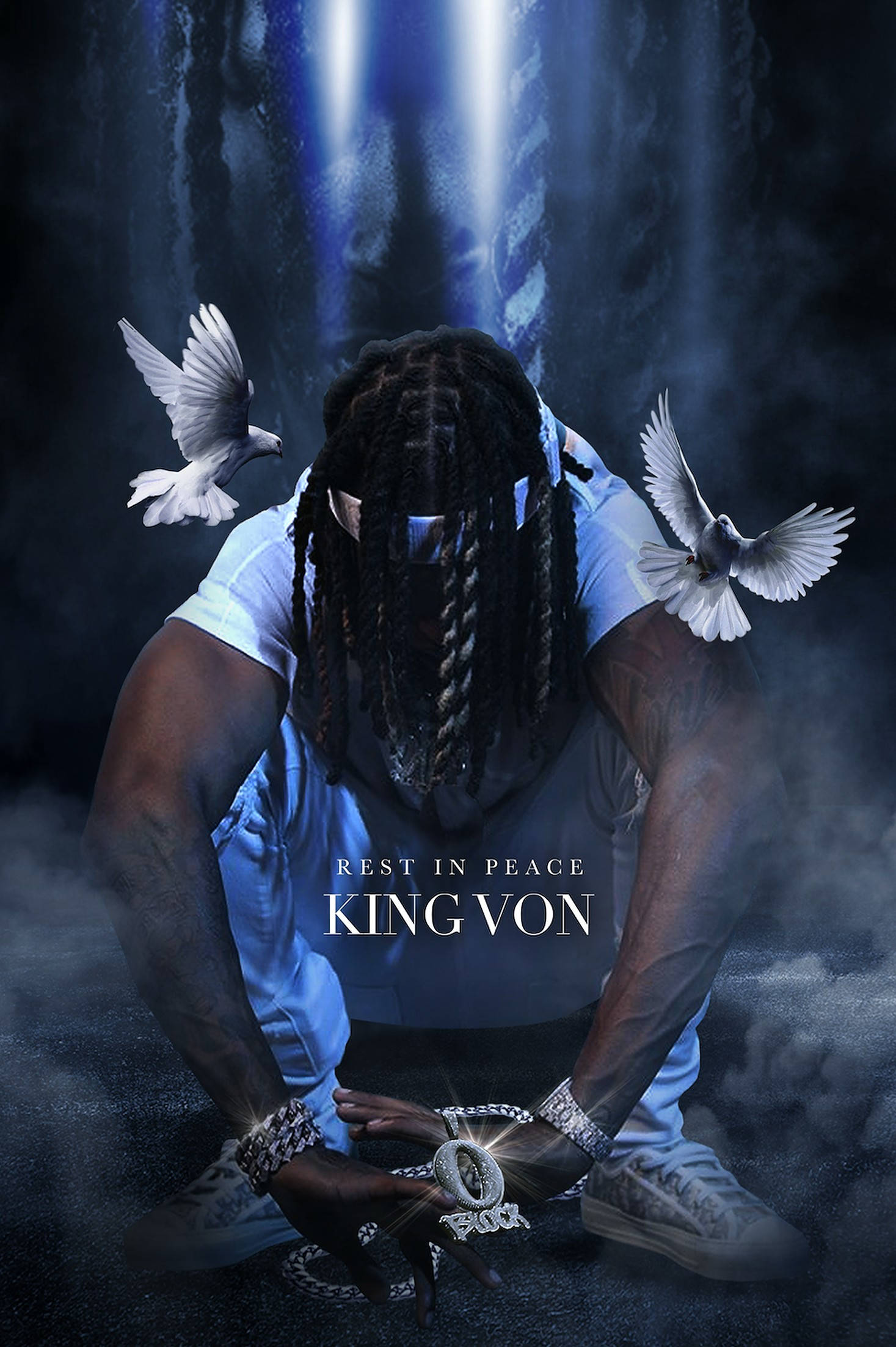 King Von, dreadlocks, dark misty space, Full HD Phone Wallpaper