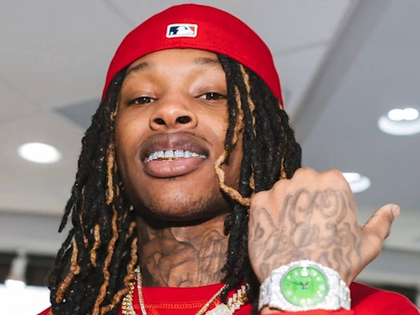 King Von, dreadlocks, red cap, HD Desktop Wallpaper