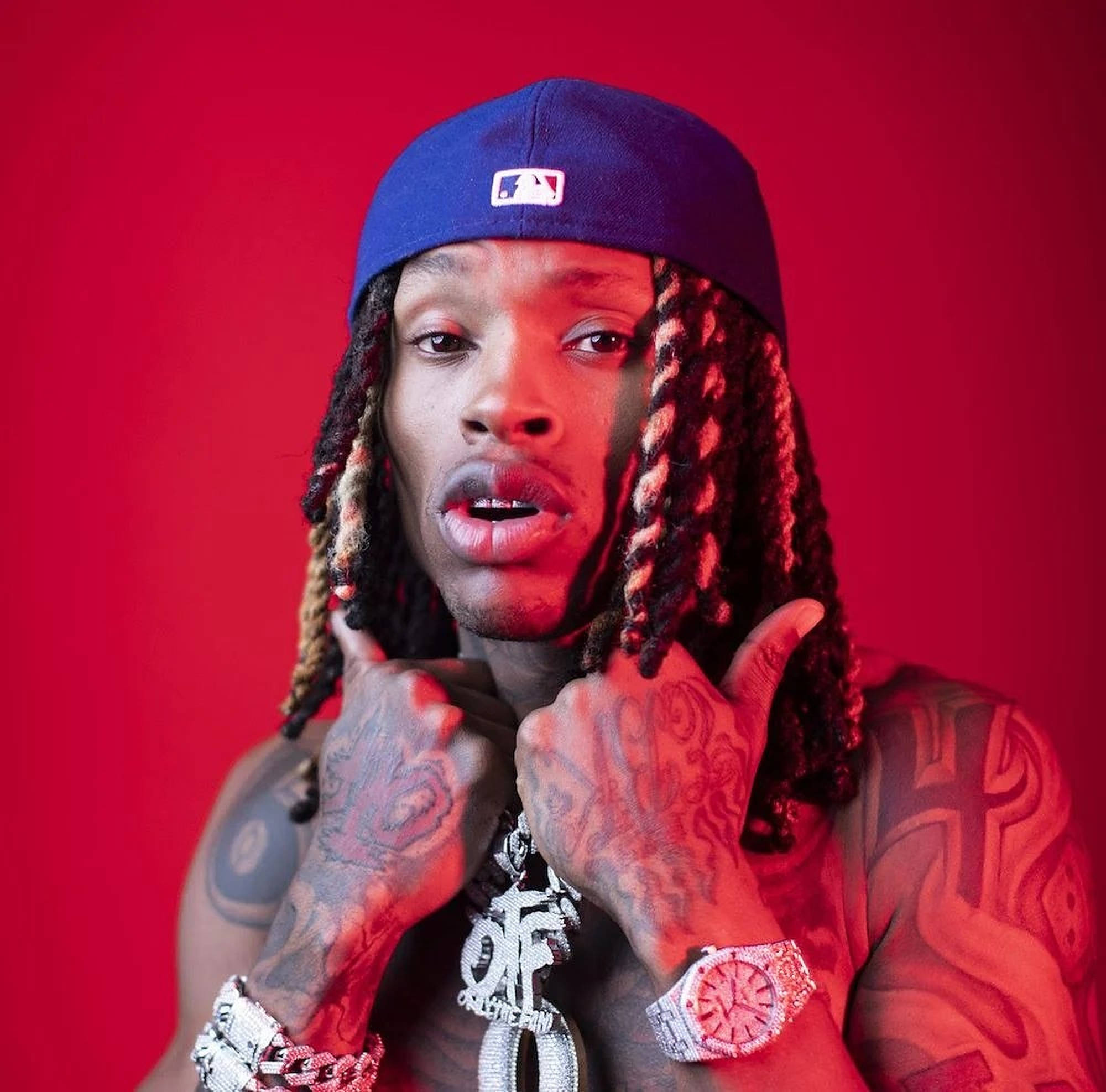 King Von, crimson aesthetic, vivid red background, Full HD Desktop Wallpaper