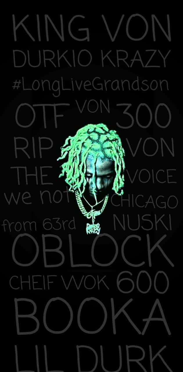 King Von, glowing green, portrait, HD Phone Wallpaper
