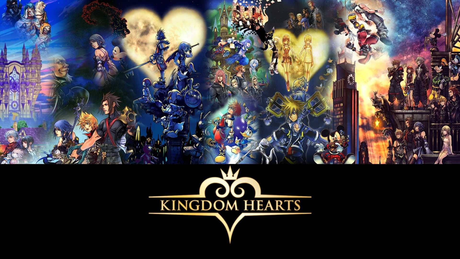 Kingdom Hearts, dark background, glowing moons, Full HD Desktop Wallpaper