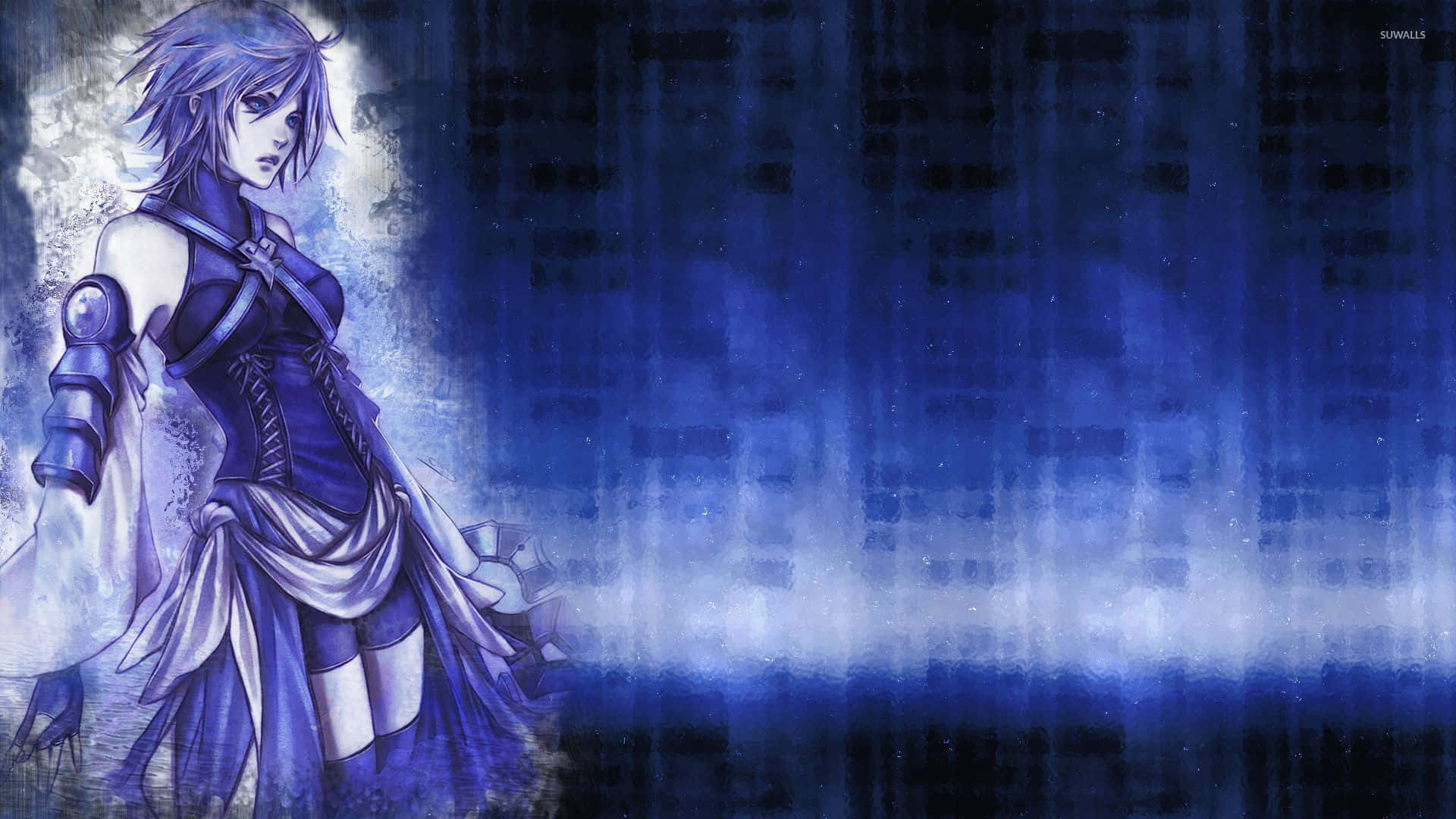 Kingdom Hearts Aqua, silver hair, blue armor, Full HD Desktop Wallpaper