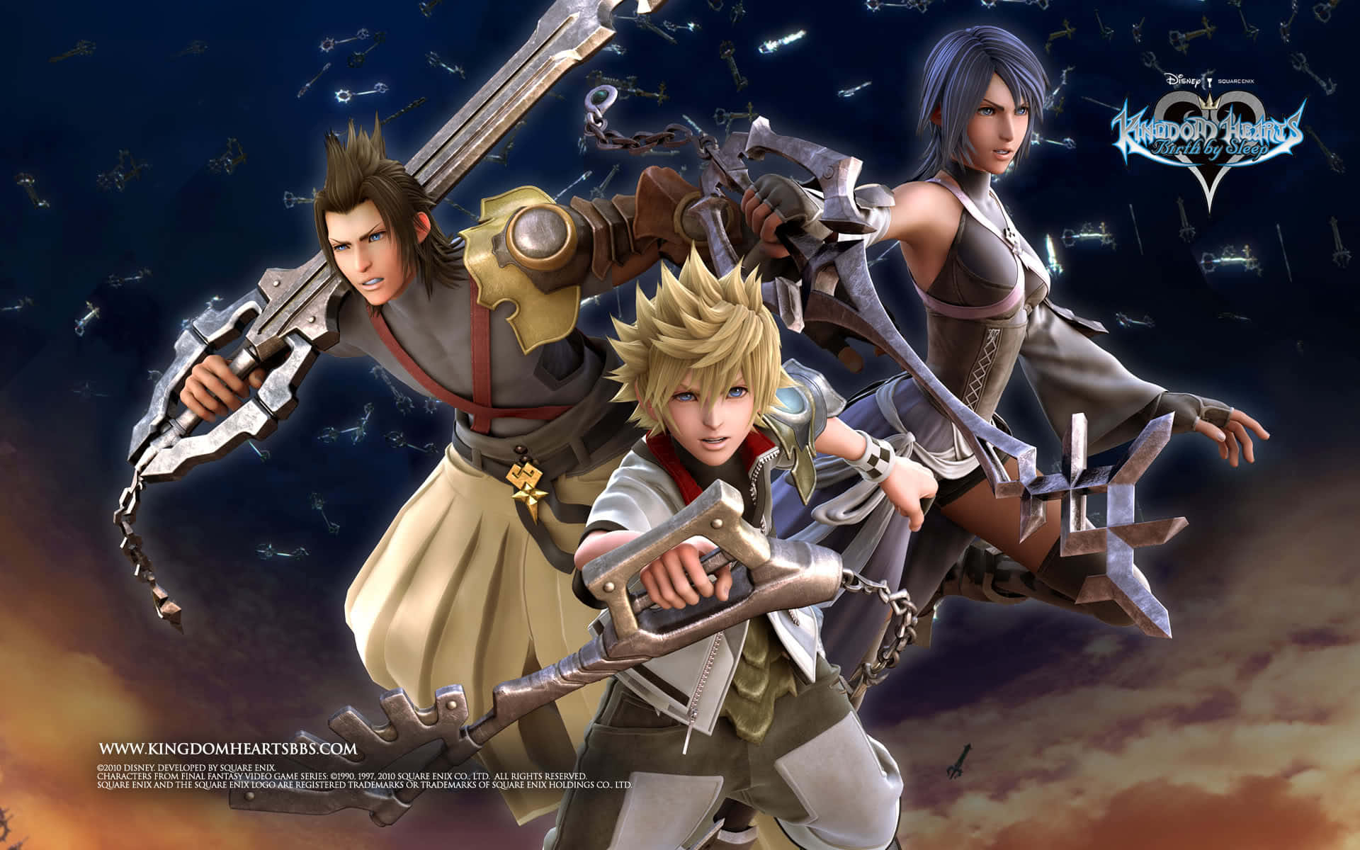 Kingdom Hearts Aqua, keyblades, armored warriors, Full HD Desktop Wallpaper