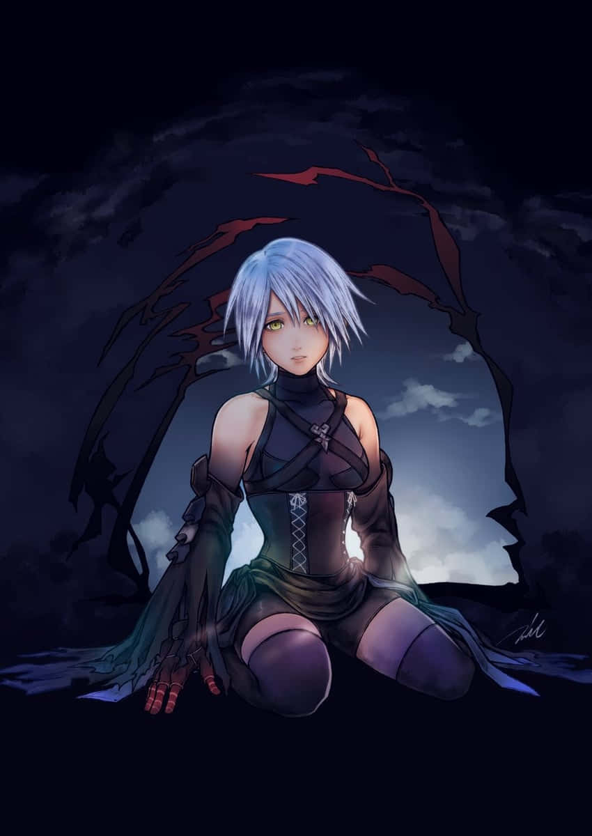 Kingdom Hearts Aqua, silver-haired, green eyes, SD Phone Wallpaper