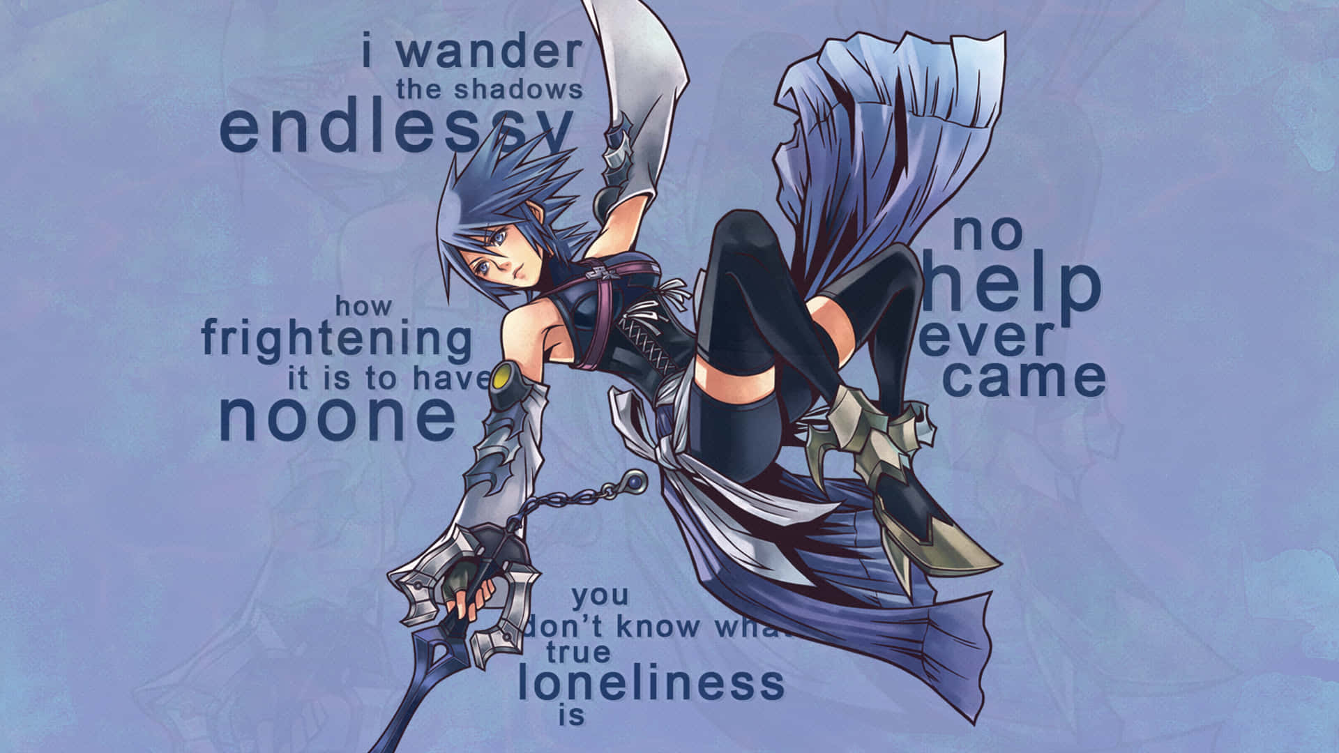 Kingdom Hearts Aqua, blue hair, flowing cape, Full HD Desktop Wallpaper