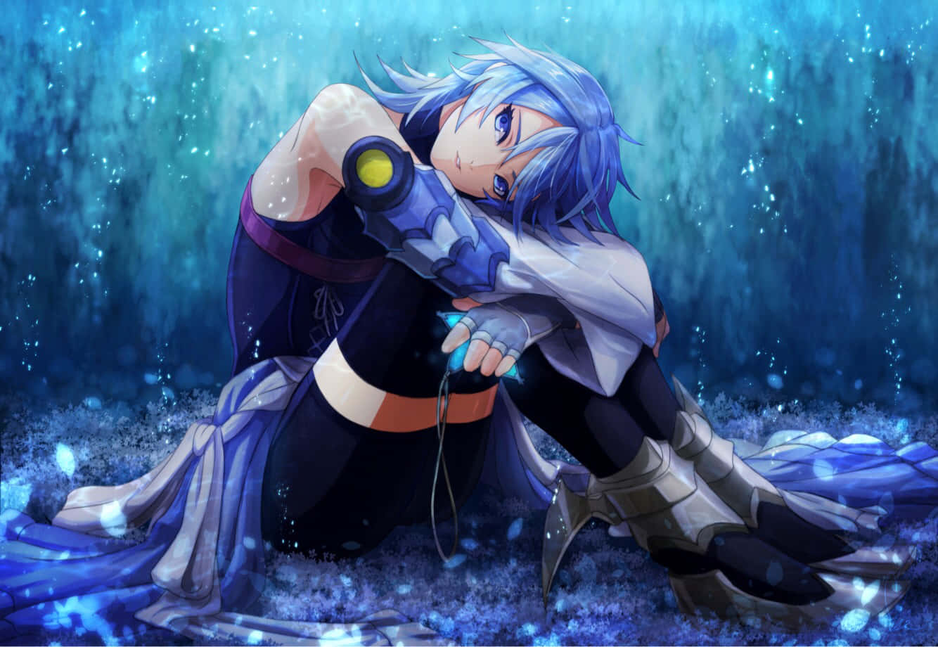Kingdom Hearts Aqua, blue-haired anime character, glowing blue forest, HD Desktop Wallpaper