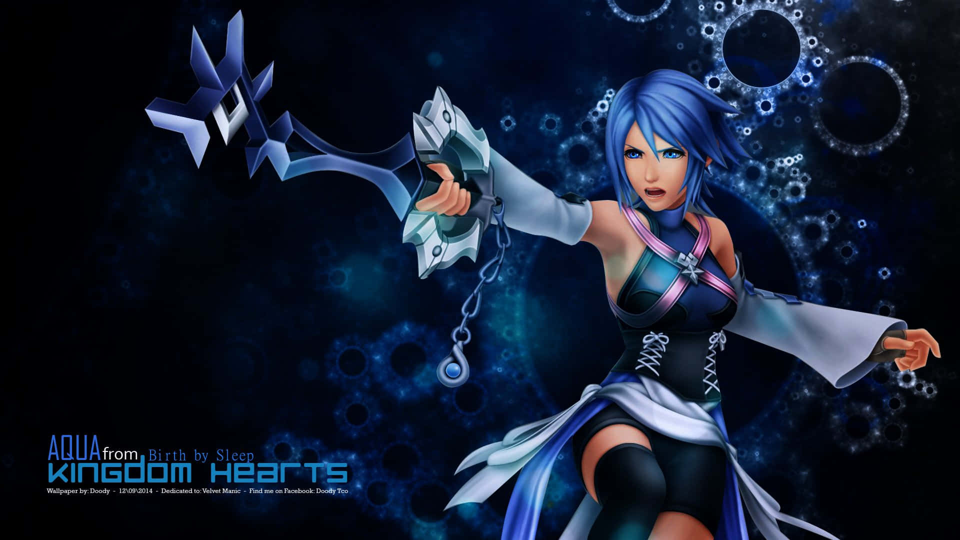 Kingdom Hearts Aqua, Aqua, glowing keyblade, Full HD Desktop Wallpaper