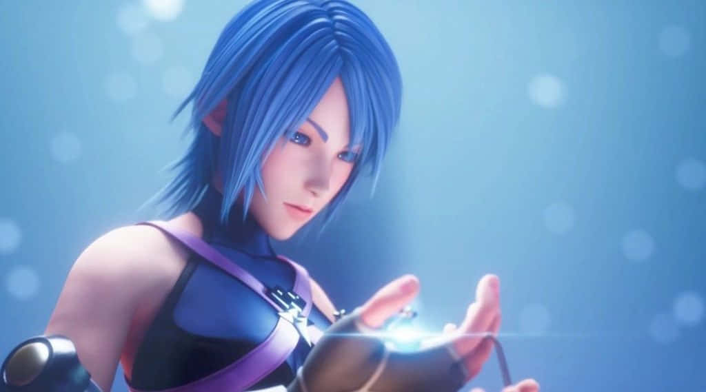 Kingdom Hearts Characters, blue-haired anime girl, purple and black outfit, SD Desktop Wallpaper