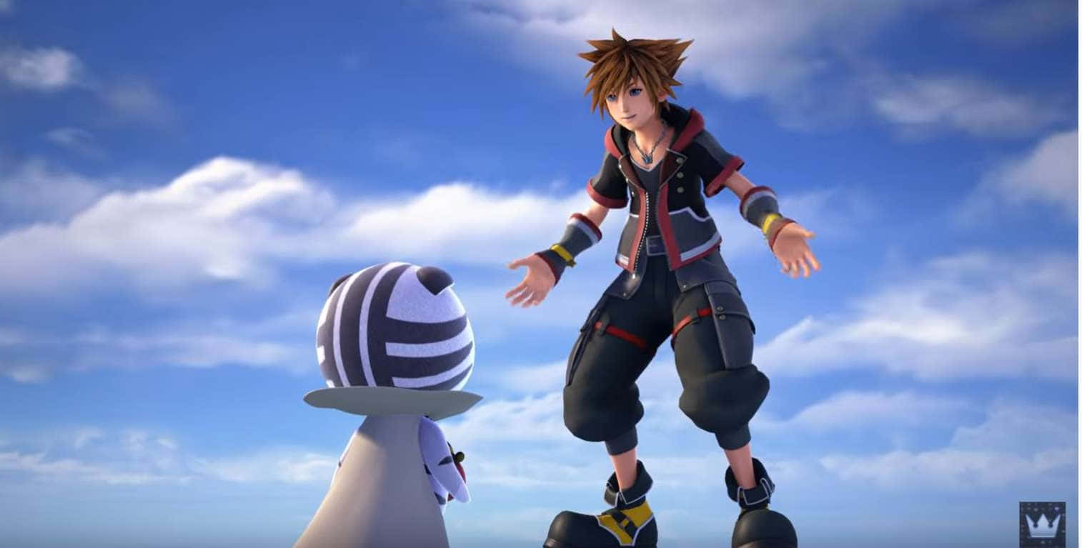Kingdom Hearts Characters, spiky brown hair, striped spherical creature, HD Desktop Wallpaper