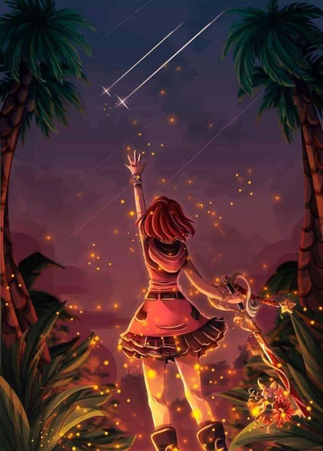 Kingdom Hearts Kairi, red-haired anime girl, pink dress, SD Phone Wallpaper