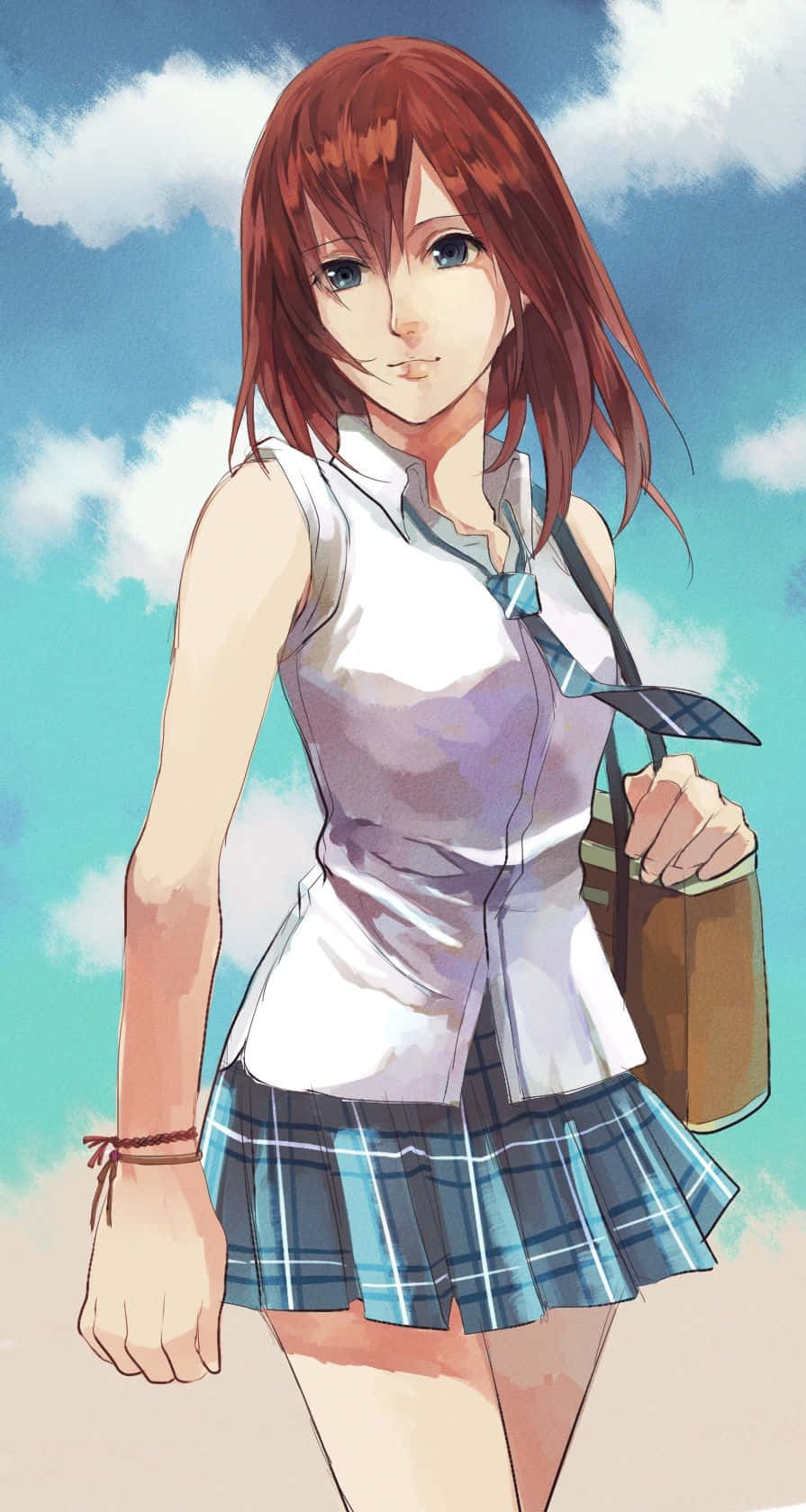 Kingdom Hearts Kairi, red-haired anime girl, school uniform, HD Phone Wallpaper