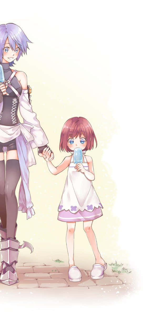 Kingdom Hearts Kairi, purple-haired anime warrior, small girl in a white dress, SD Phone Wallpaper