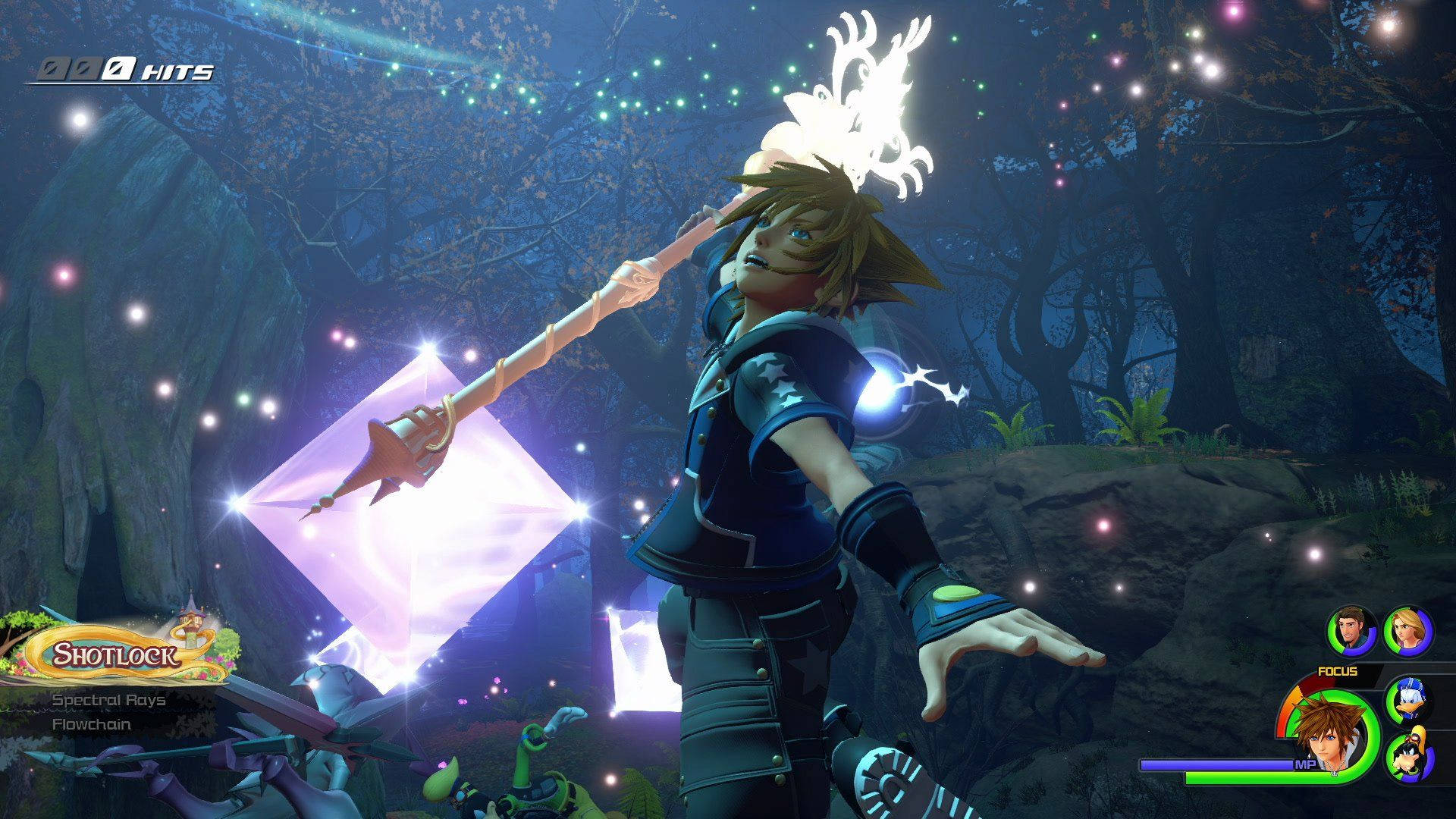 Kingdom Hearts 3, keyblade, magical forest, Full HD Desktop Wallpaper