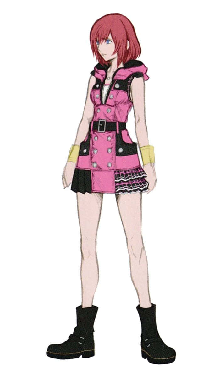 Kingdom Hearts Kairi, red hair, pink and black outfit, SD Phone Wallpaper