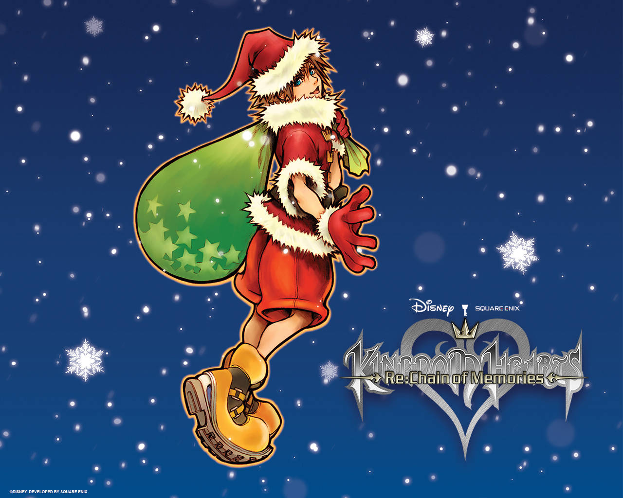 Kingdom Hearts Logo, holiday, red Santa outfit, HD Desktop Wallpaper