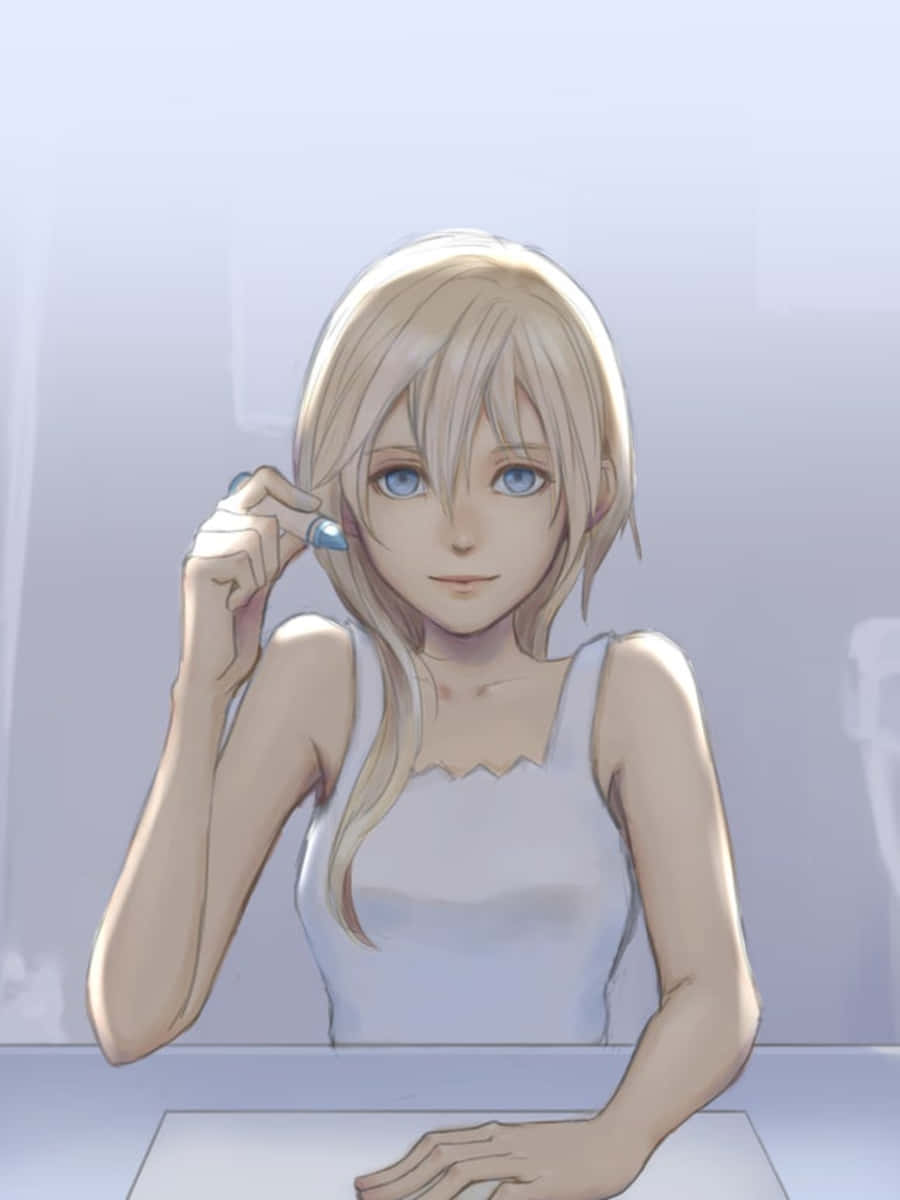 Kingdom Hearts Namine, blonde anime girl, blue eyes, SD Phone Wallpaper