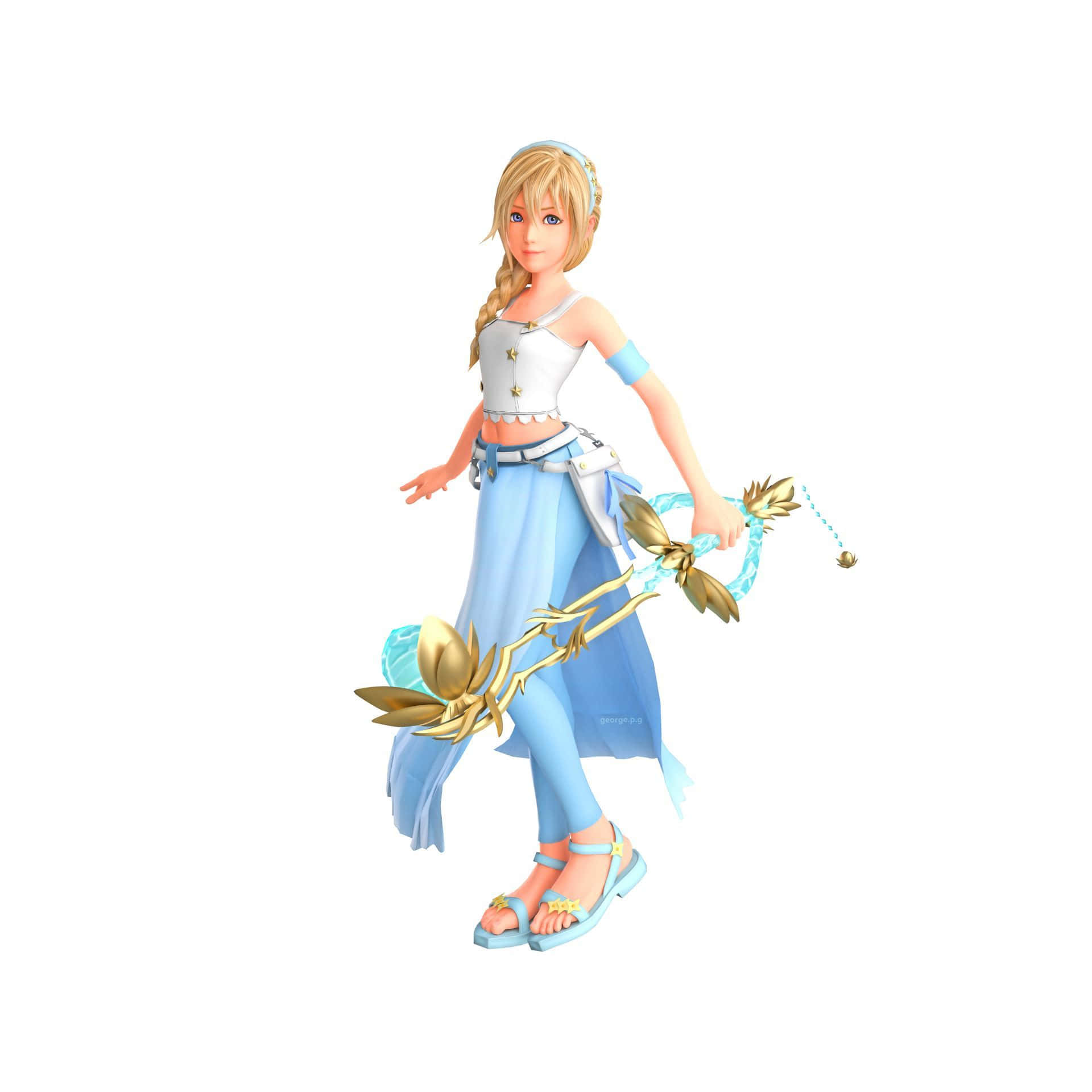 Kingdom Hearts Namine, blonde anime girl, light blue and white outfit, Full HD Desktop Wallpaper