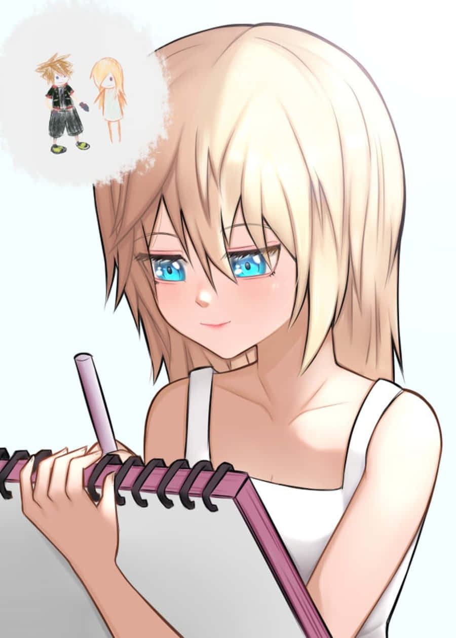 Kingdom Hearts, Namine, purple sketchbook, SD Phone Wallpaper