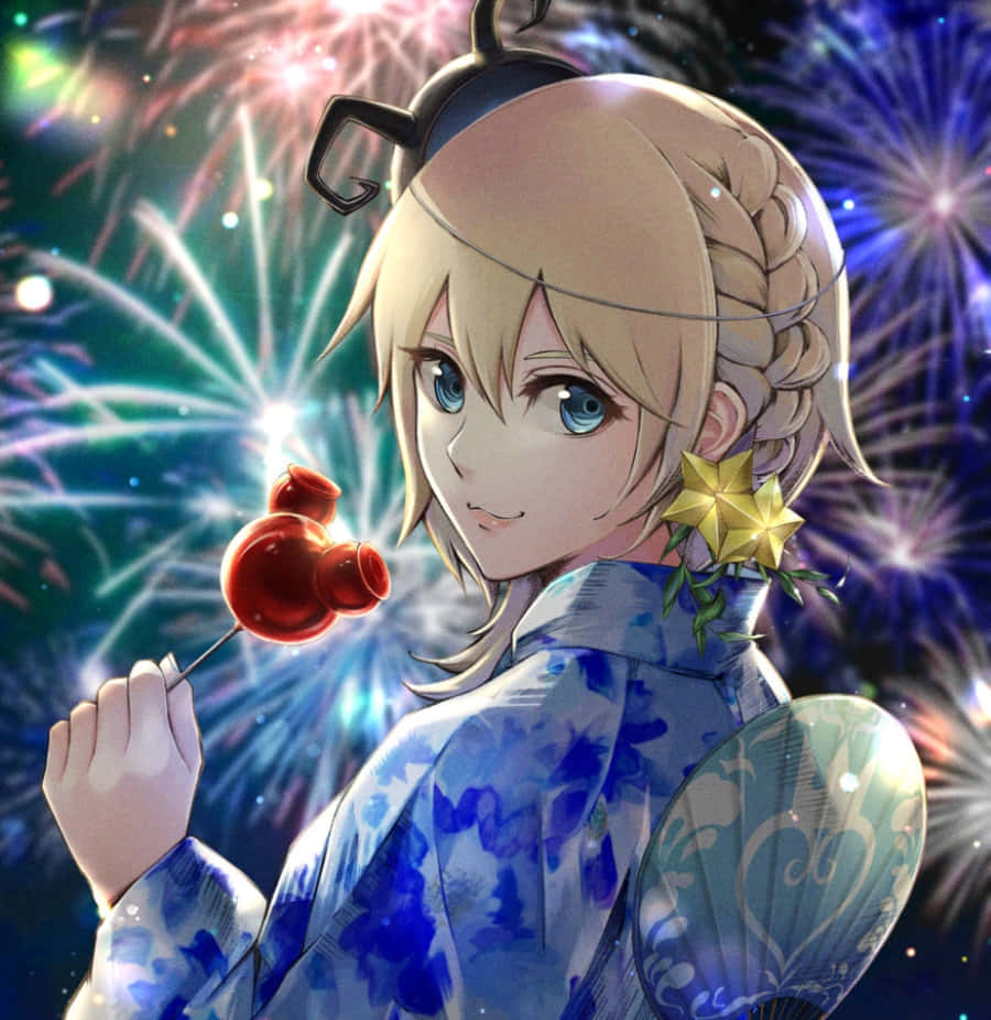 Kingdom Hearts, Namine, blue kimono, SD Phone Wallpaper