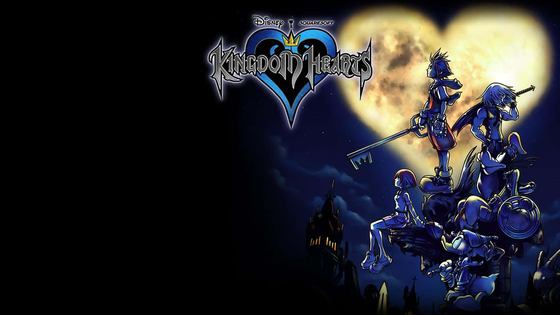 Kingdom Hearts Organization 13, castle, glowing heart-shaped moon, Full HD Desktop Wallpaper