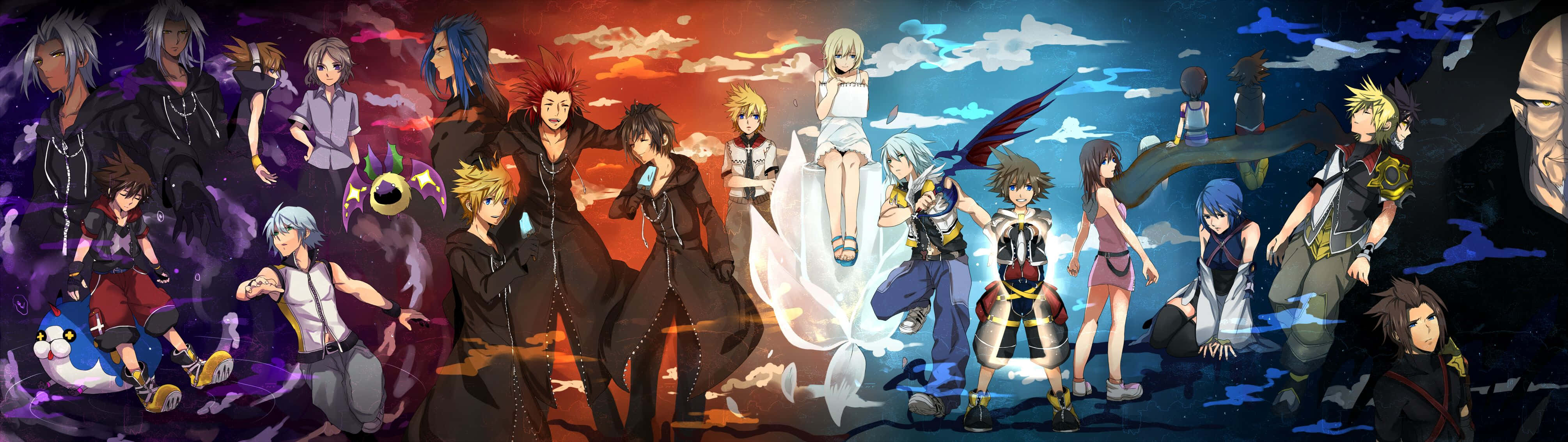 Kingdom Hearts Organization 13, dark silhouettes, glowing eyes, 4K Desktop Wallpaper
