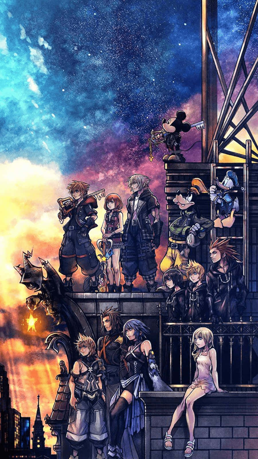 Kingdom Hearts Organization 13, anime characters, rooftop, HD Phone Wallpaper