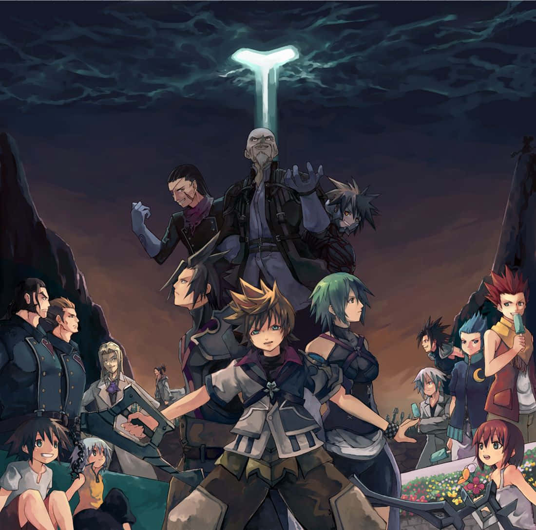 Kingdom Hearts Organization 13, T-shaped light, dark rocky landscape, SD Desktop Wallpaper