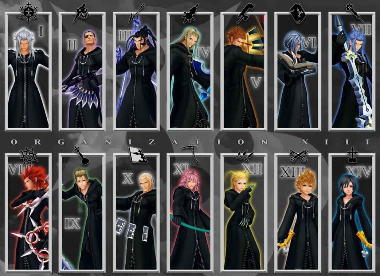 Kingdom Hearts Organization 13, black coats, unique weapons, SD Desktop Wallpaper