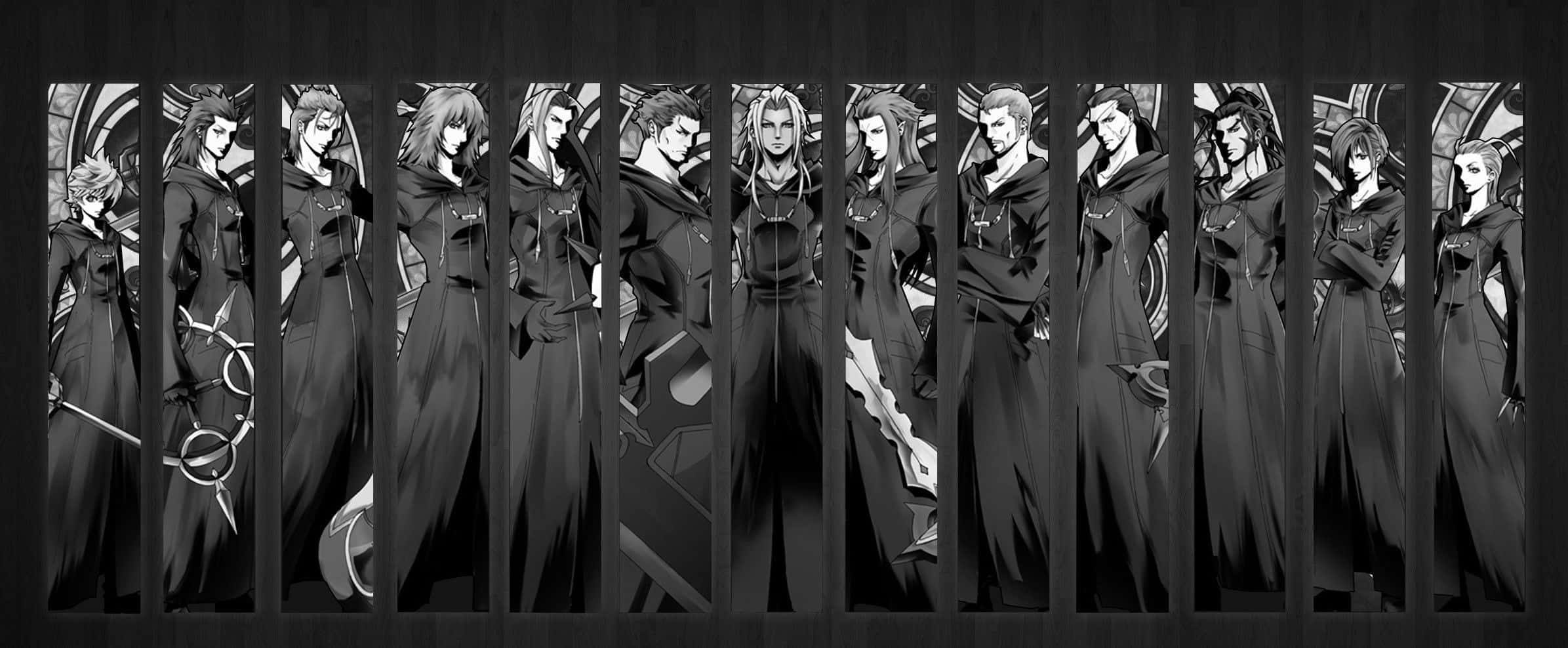 Kingdom Hearts Organization 13, monochrome anime wallpaper, ten characters, Full HD Desktop Wallpaper