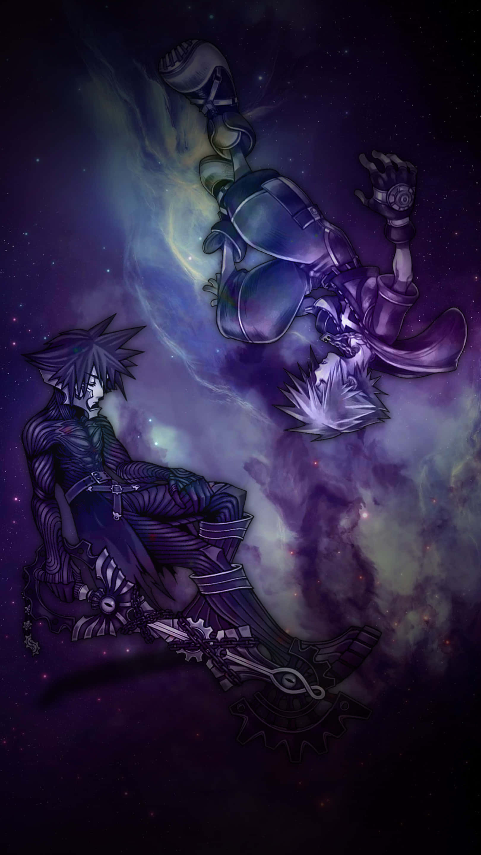 Kingdom Hearts Phone, anime characters, cosmic nebula, 2K Phone Wallpaper
