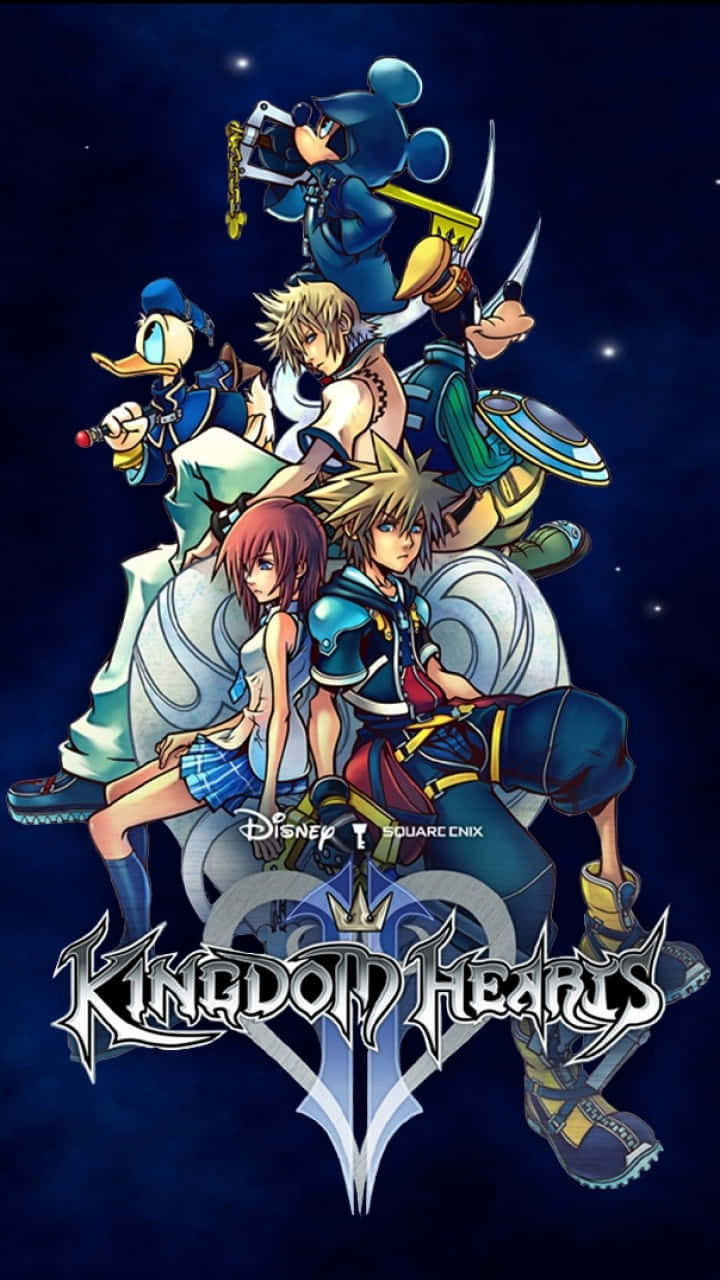 Kingdom Hearts Phone, Kingdom Hearts characters, starry night sky, HD Phone Wallpaper