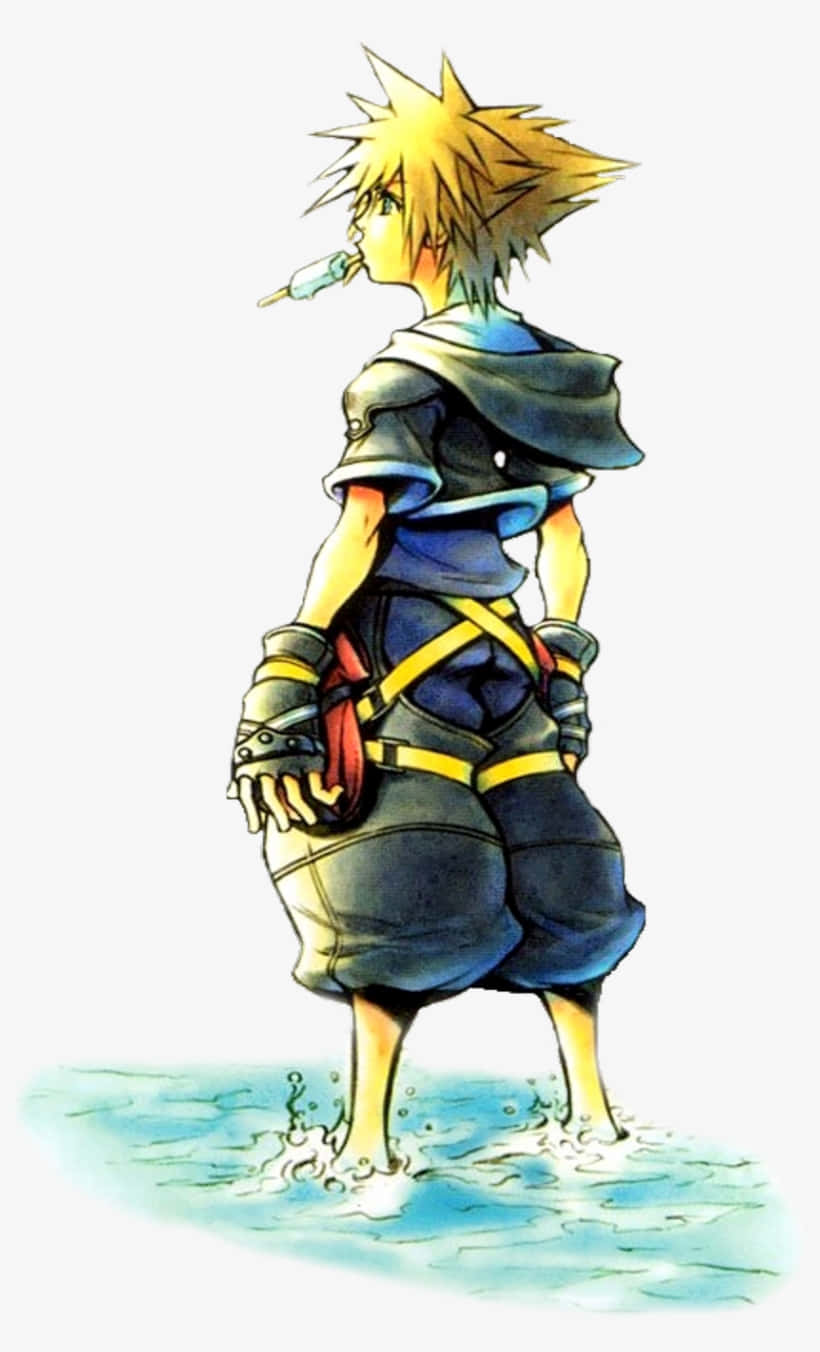 Kingdom Hearts, spiky-haired anime boy, blue gear, HD Phone Wallpaper