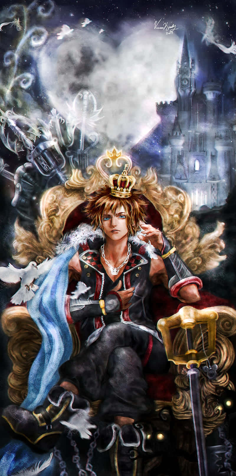 Kingdom Hearts, anime prince, golden throne, HD Phone Wallpaper