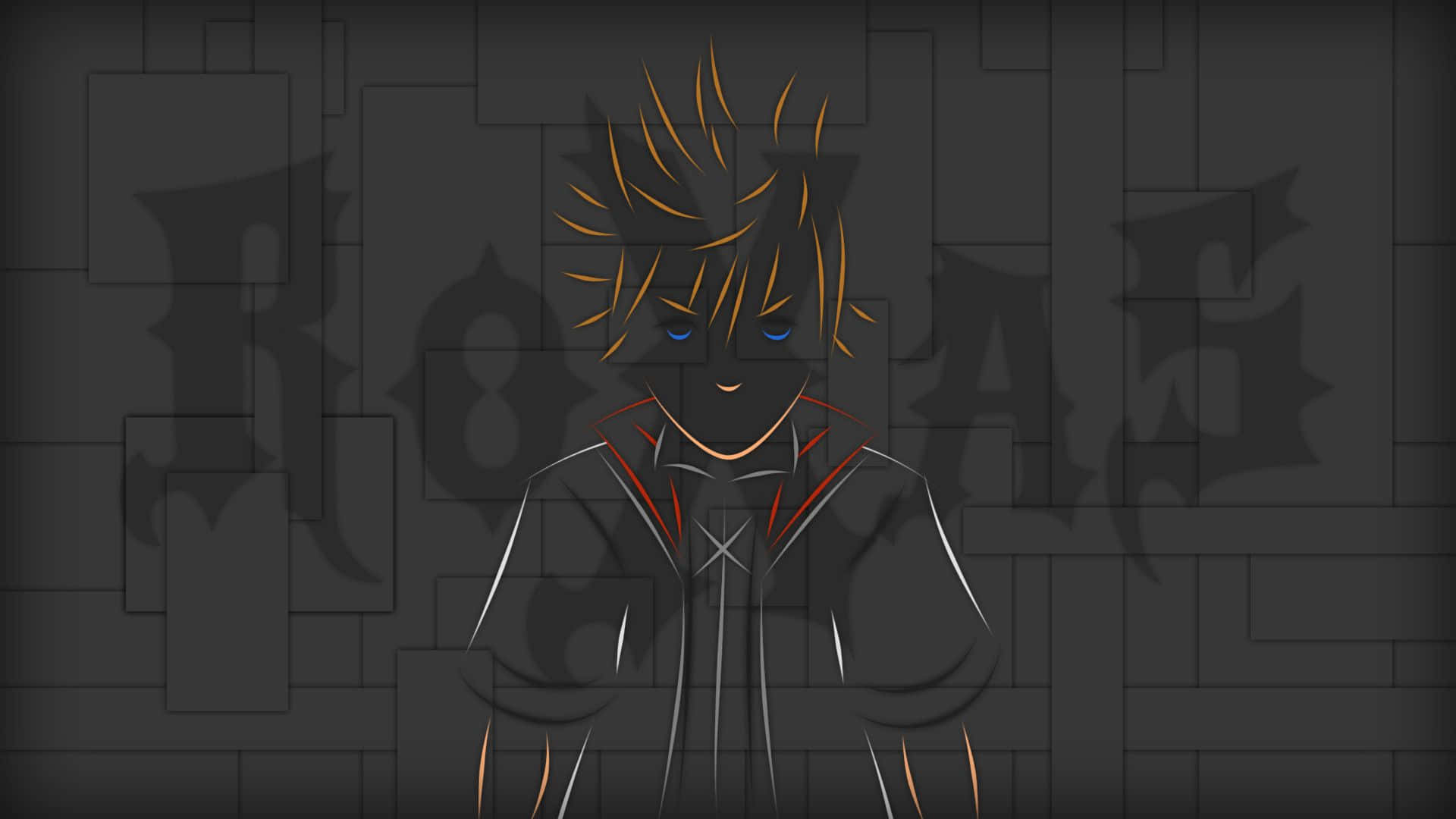 Kingdom Hearts Roxas, spiky orange hair, blue eyes, Full HD Desktop Wallpaper