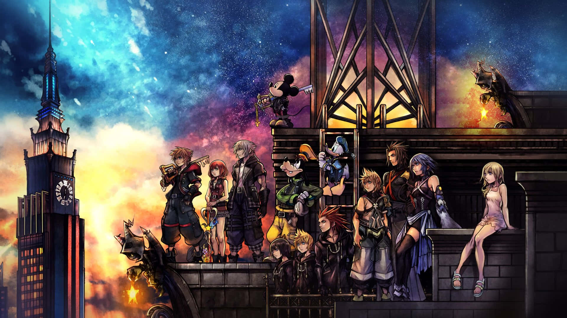 Kingdom Hearts, Roxas, starry sky, Full HD Desktop Wallpaper