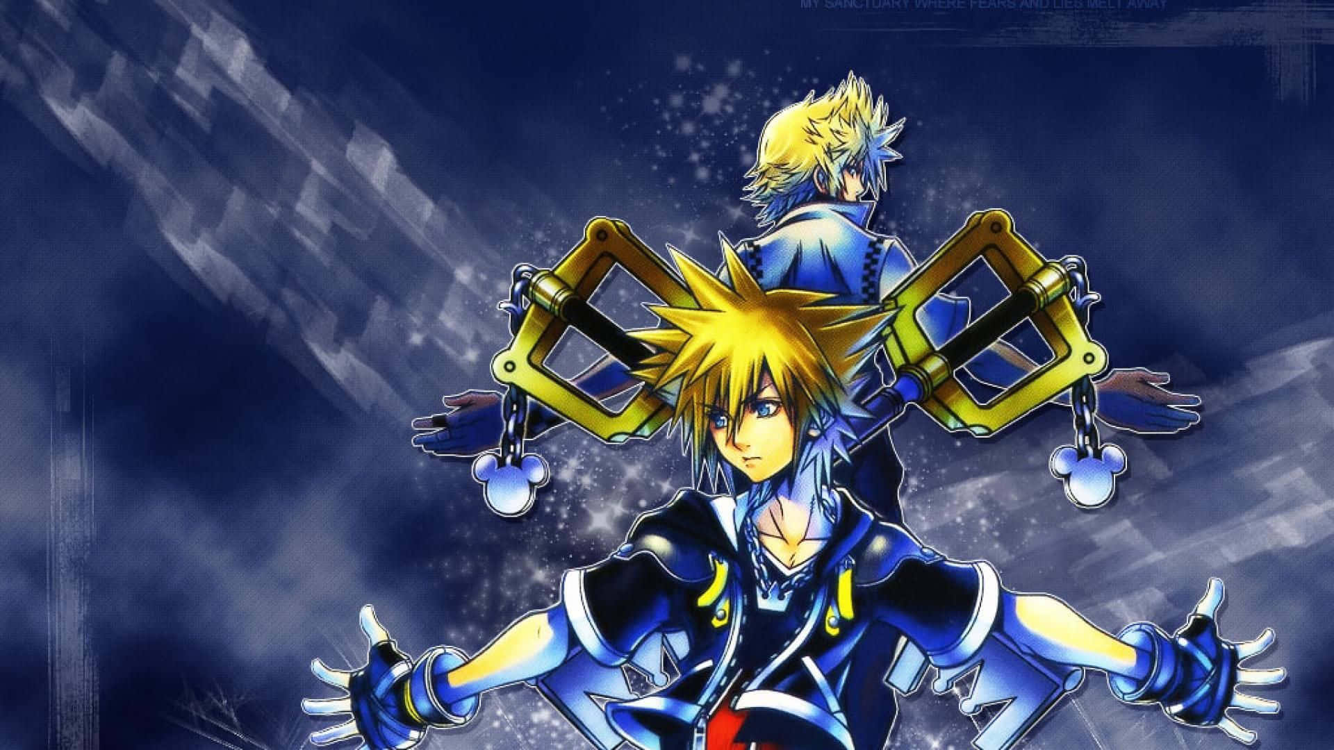 Kingdom Hearts Roxas, spiky blonde hair, golden keyblades, Full HD Desktop Wallpaper