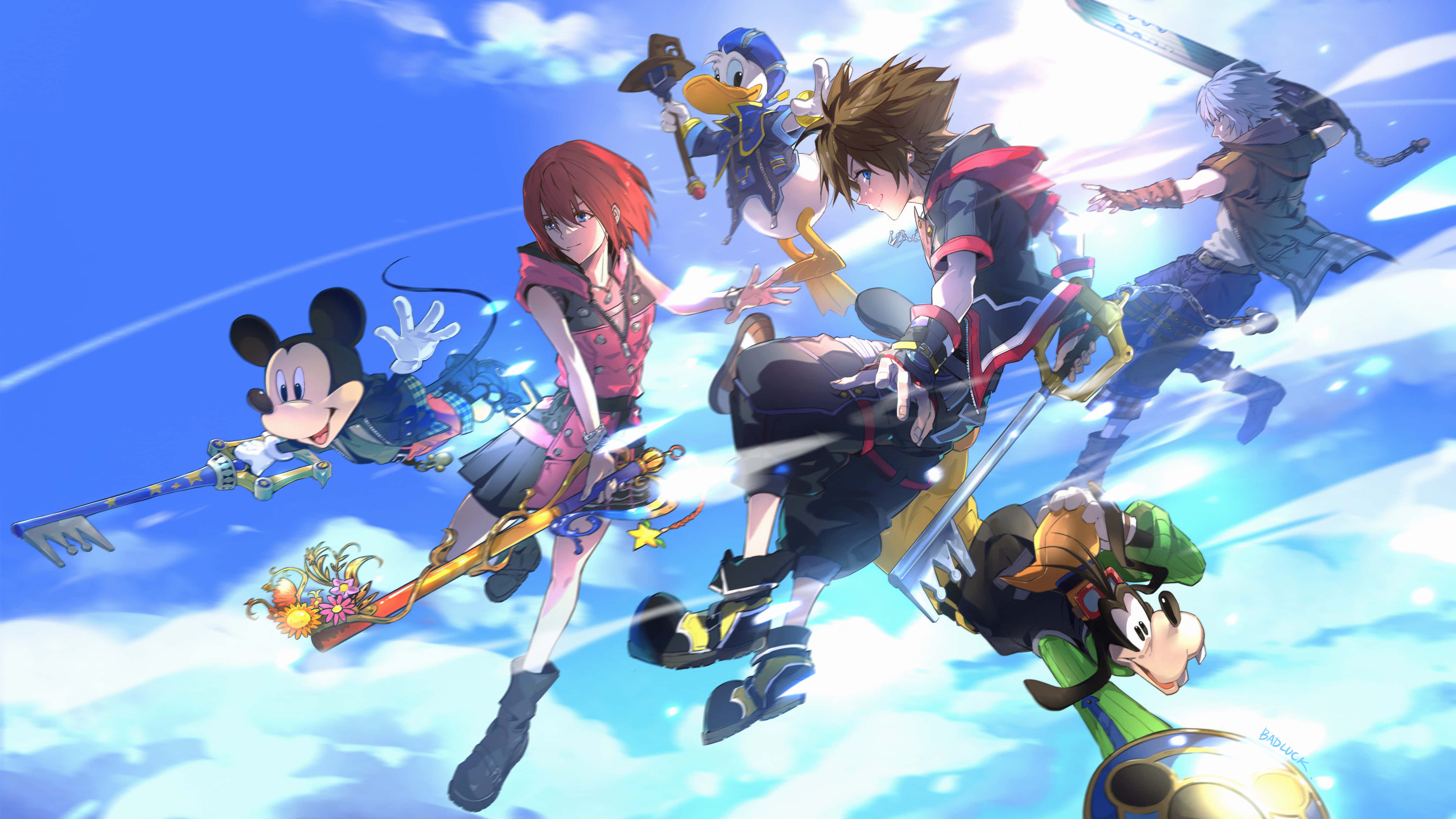 Kingdom Hearts, Roxas, bright blue sky, 4K Desktop Wallpaper