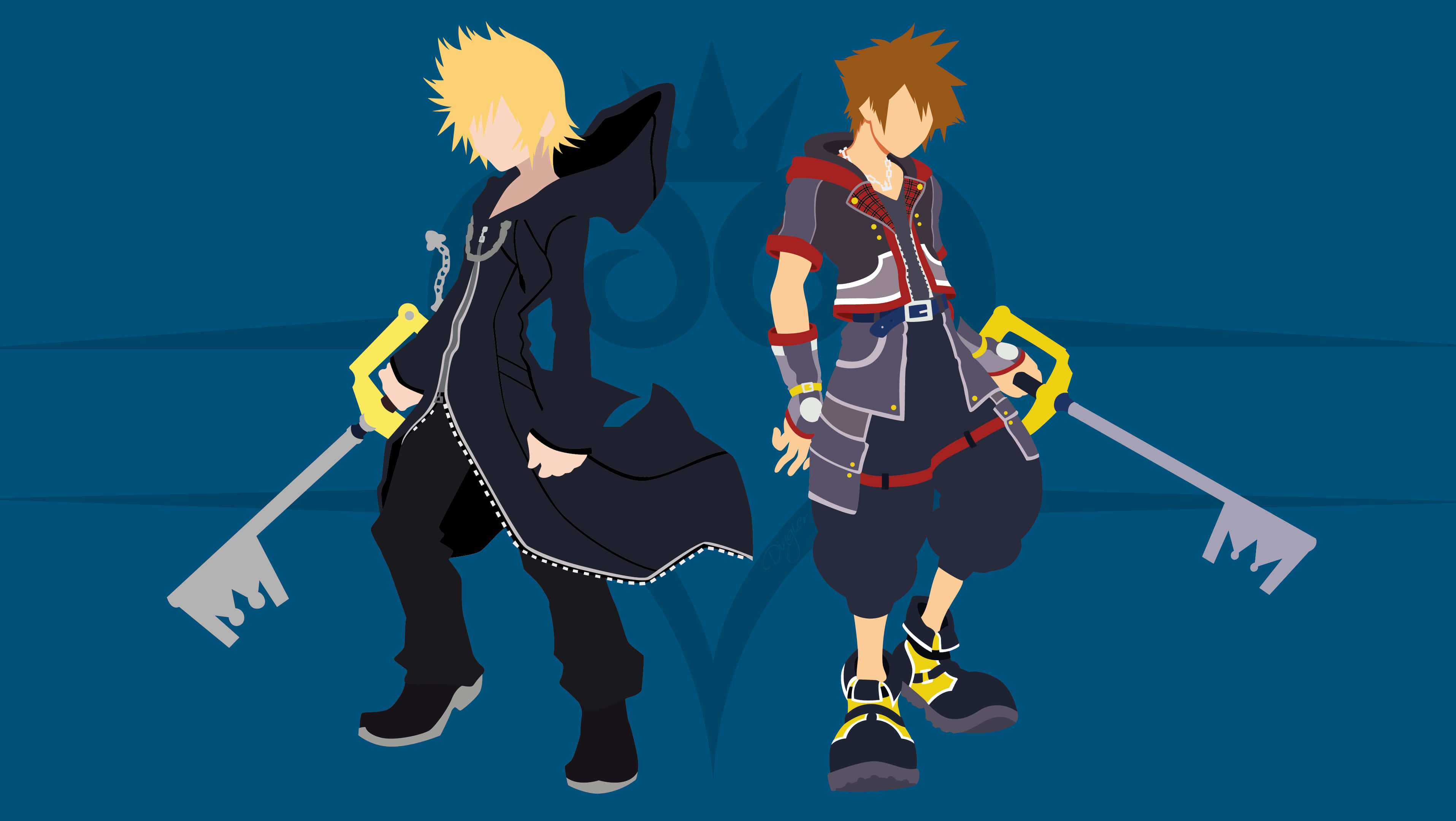 Kingdom Hearts, Roxas, key-shaped weapons, 2K Desktop Wallpaper