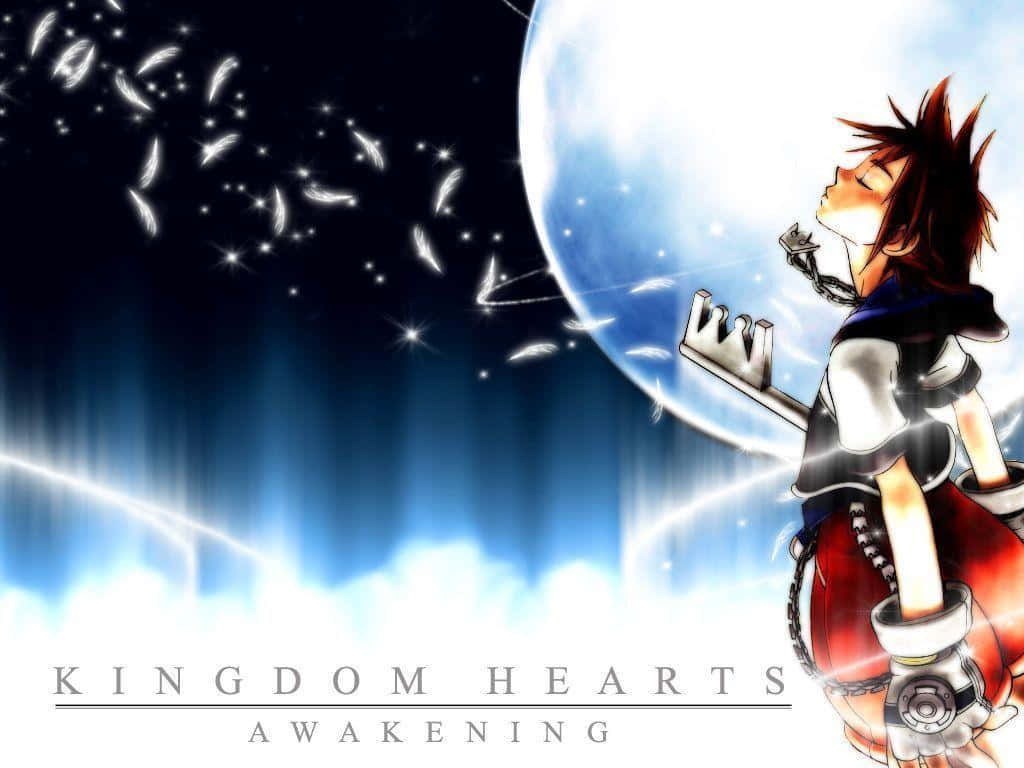 Kingdom Hearts Sora, keyblade, glowing moon, SD Desktop Wallpaper